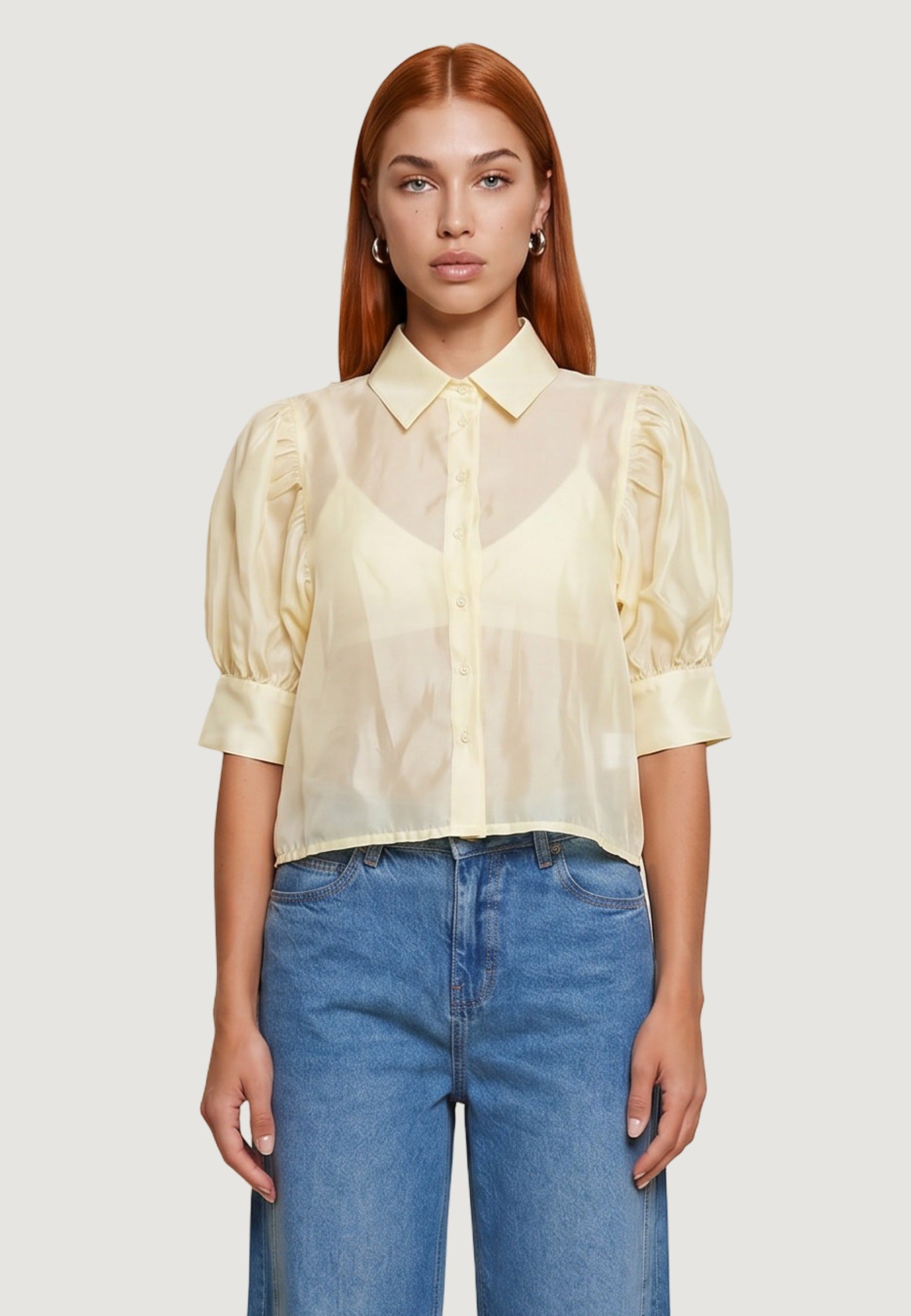 Camicia Cotone Maniche Balloon
