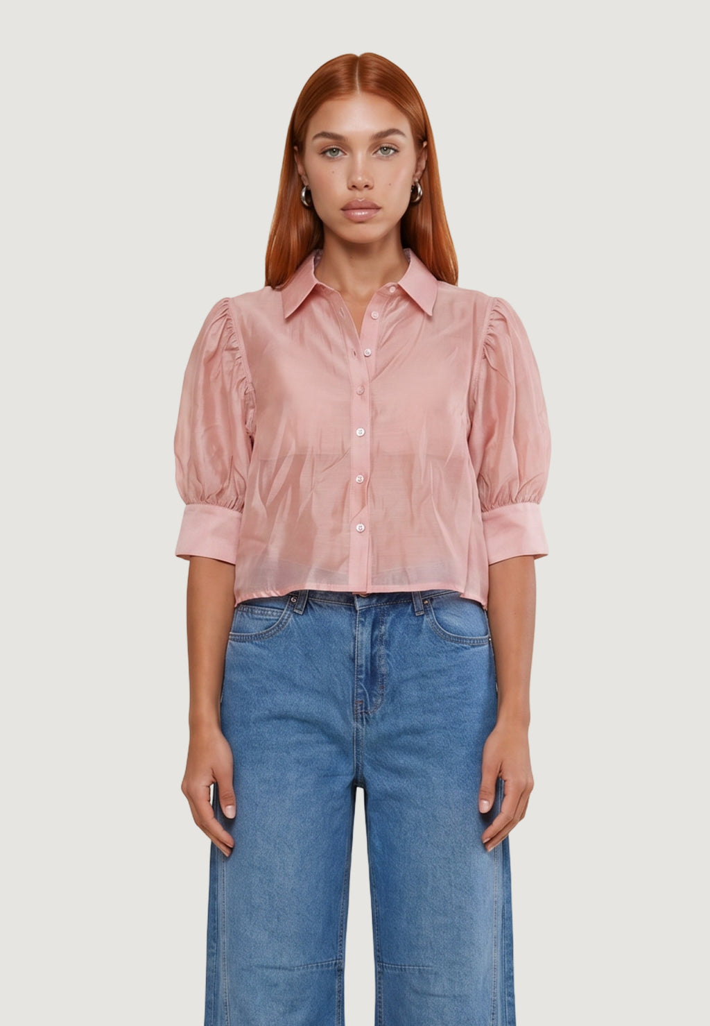 Camicia Cotone Maniche Balloon