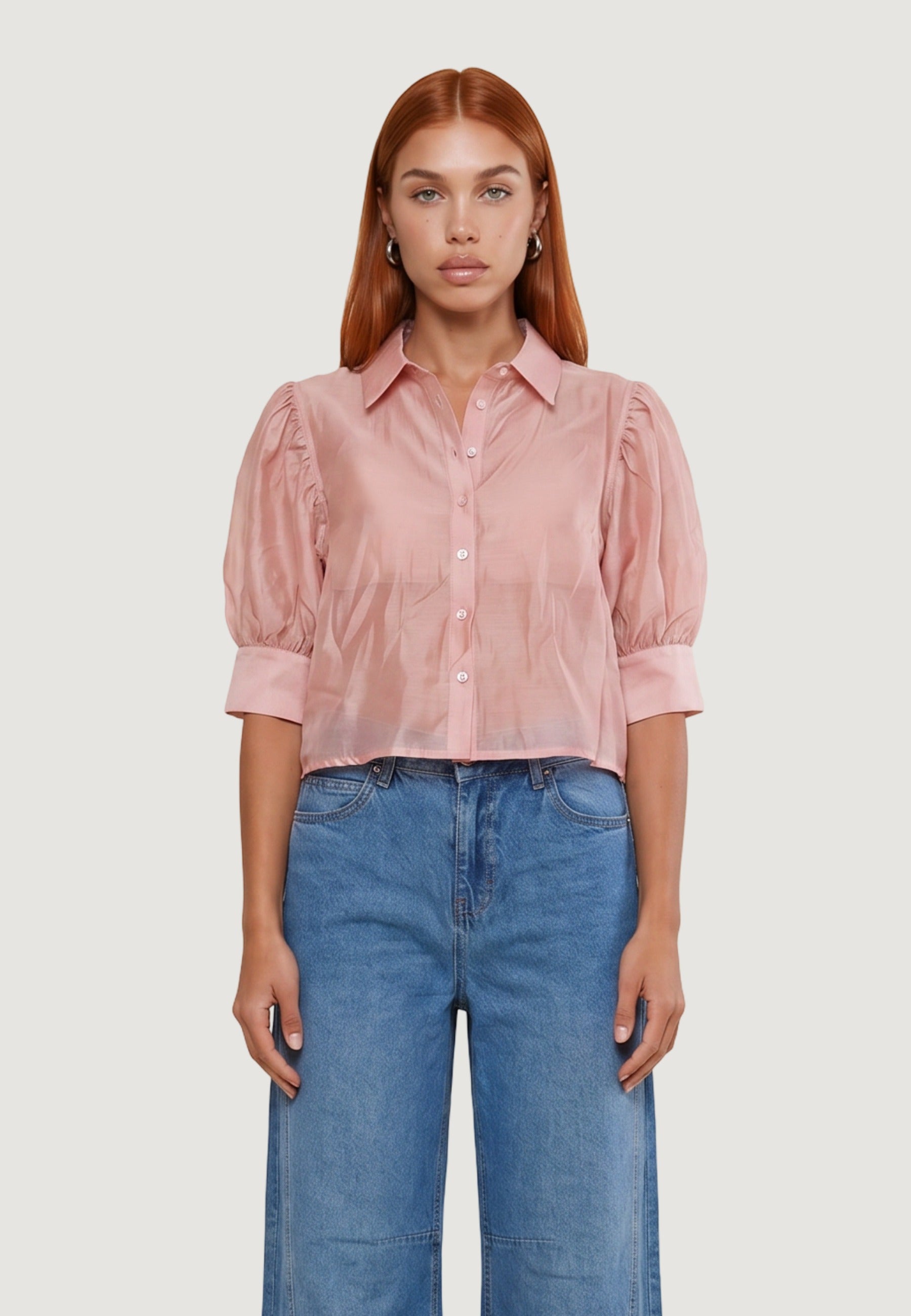 Camicia Cotone Maniche Balloon