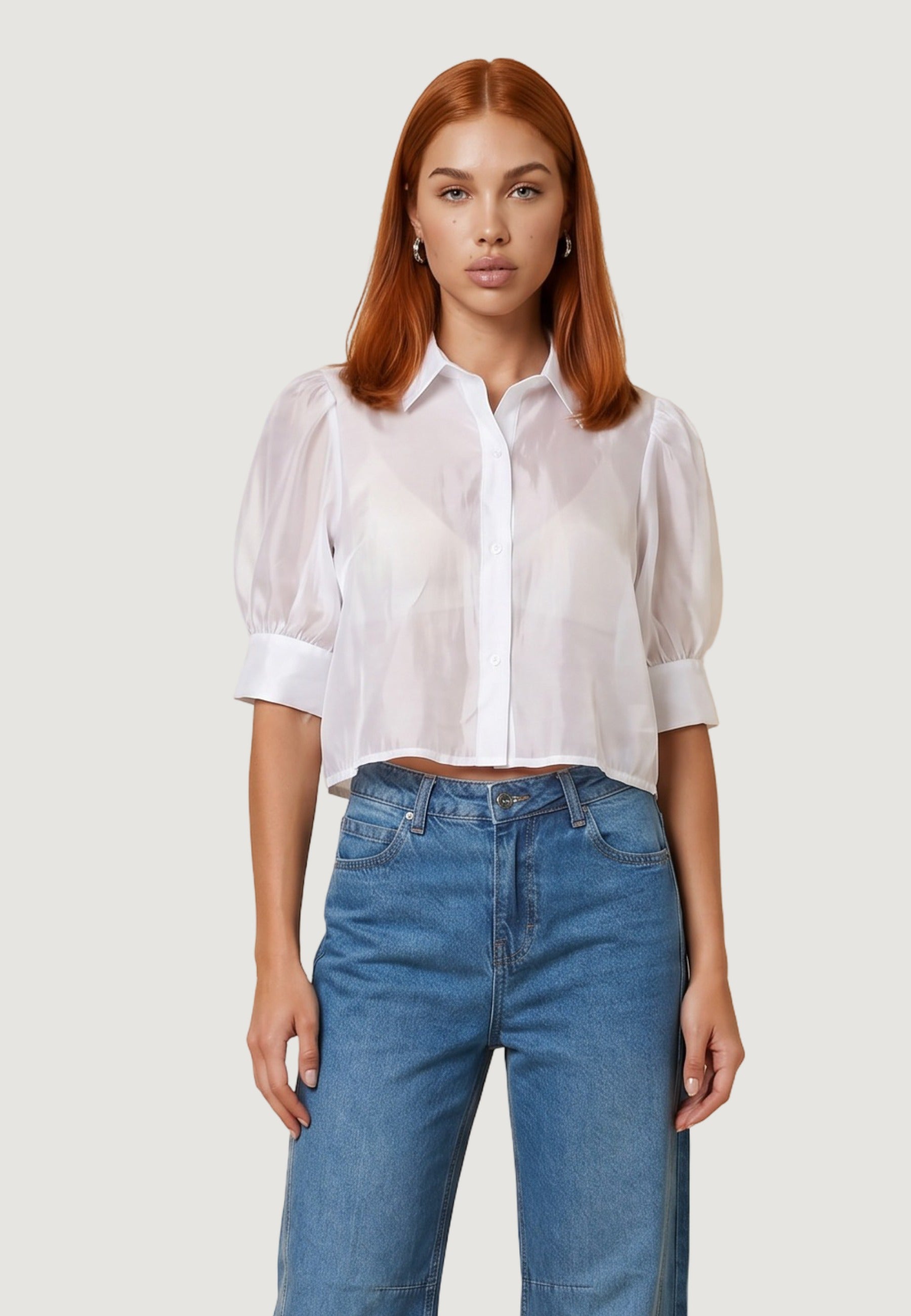 Camicia Cotone Maniche Balloon