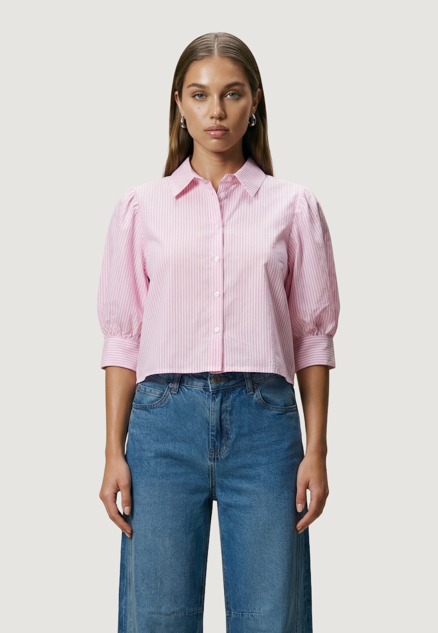 Camicia Cotone Maniche Balloon