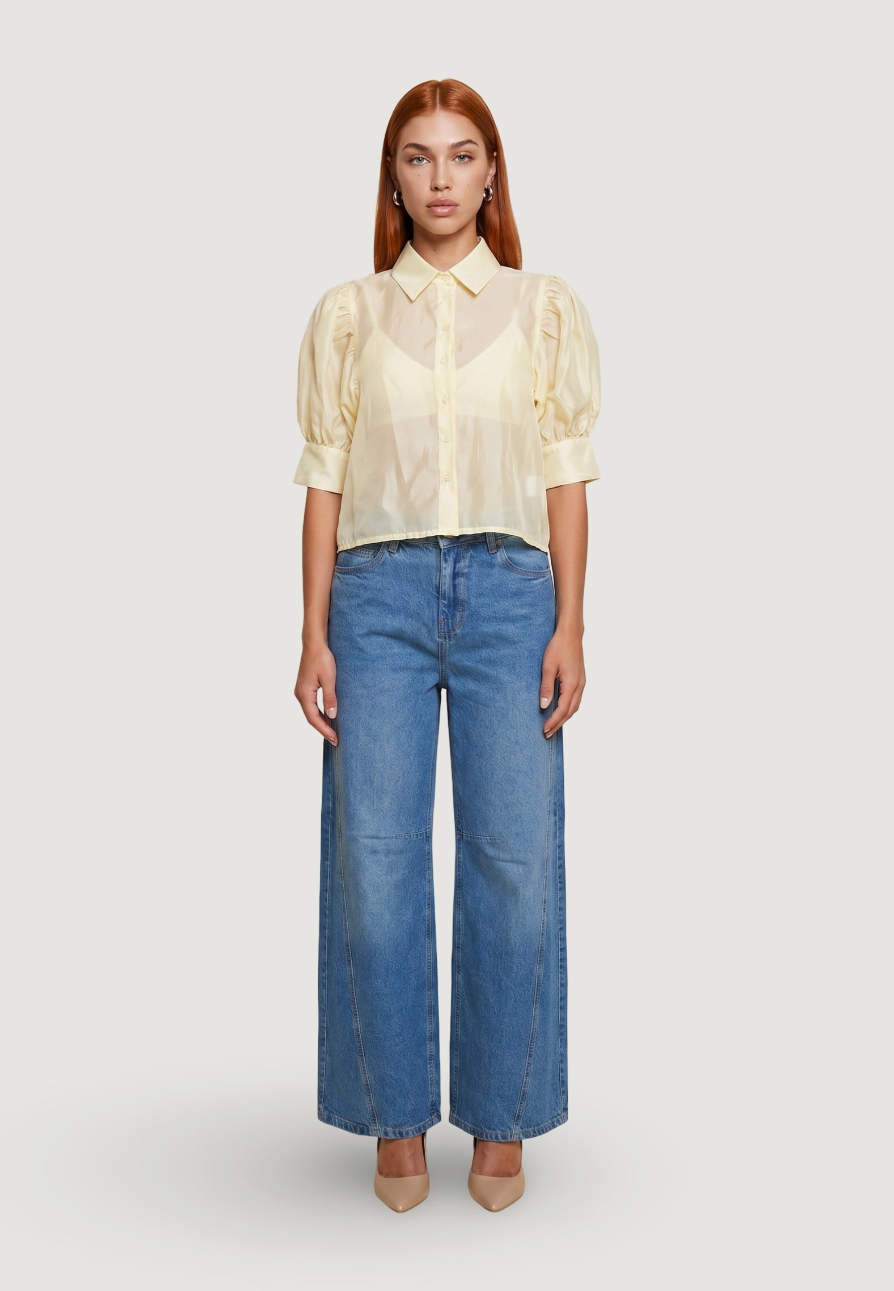 Camicia Cotone Maniche Balloon