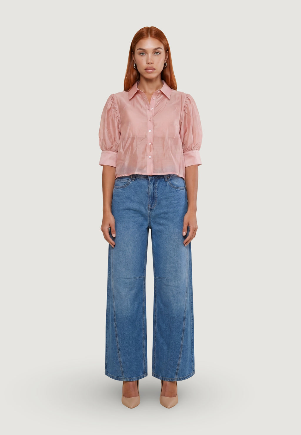 Camicia Cotone Maniche Balloon