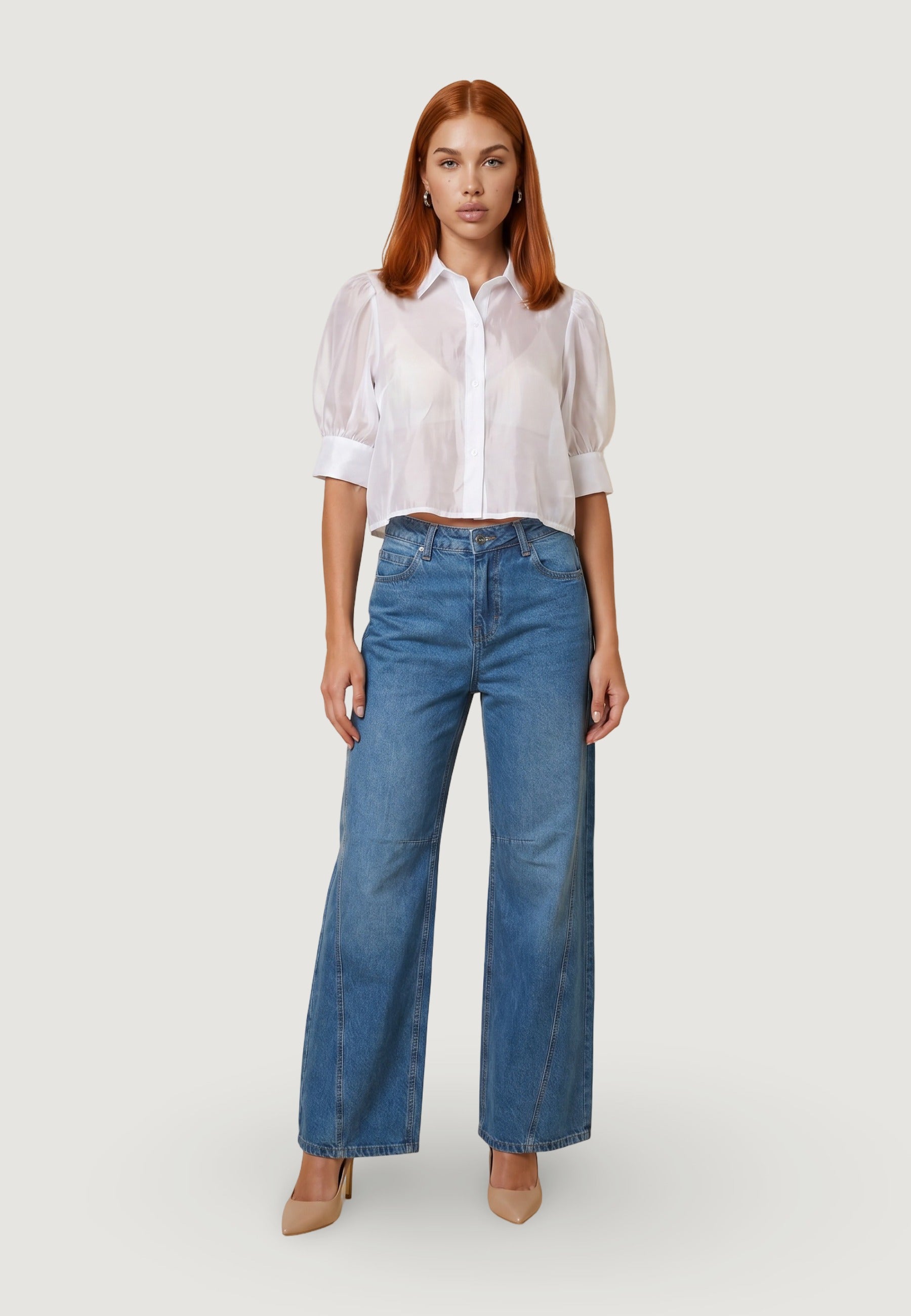 Camicia Cotone Maniche Balloon