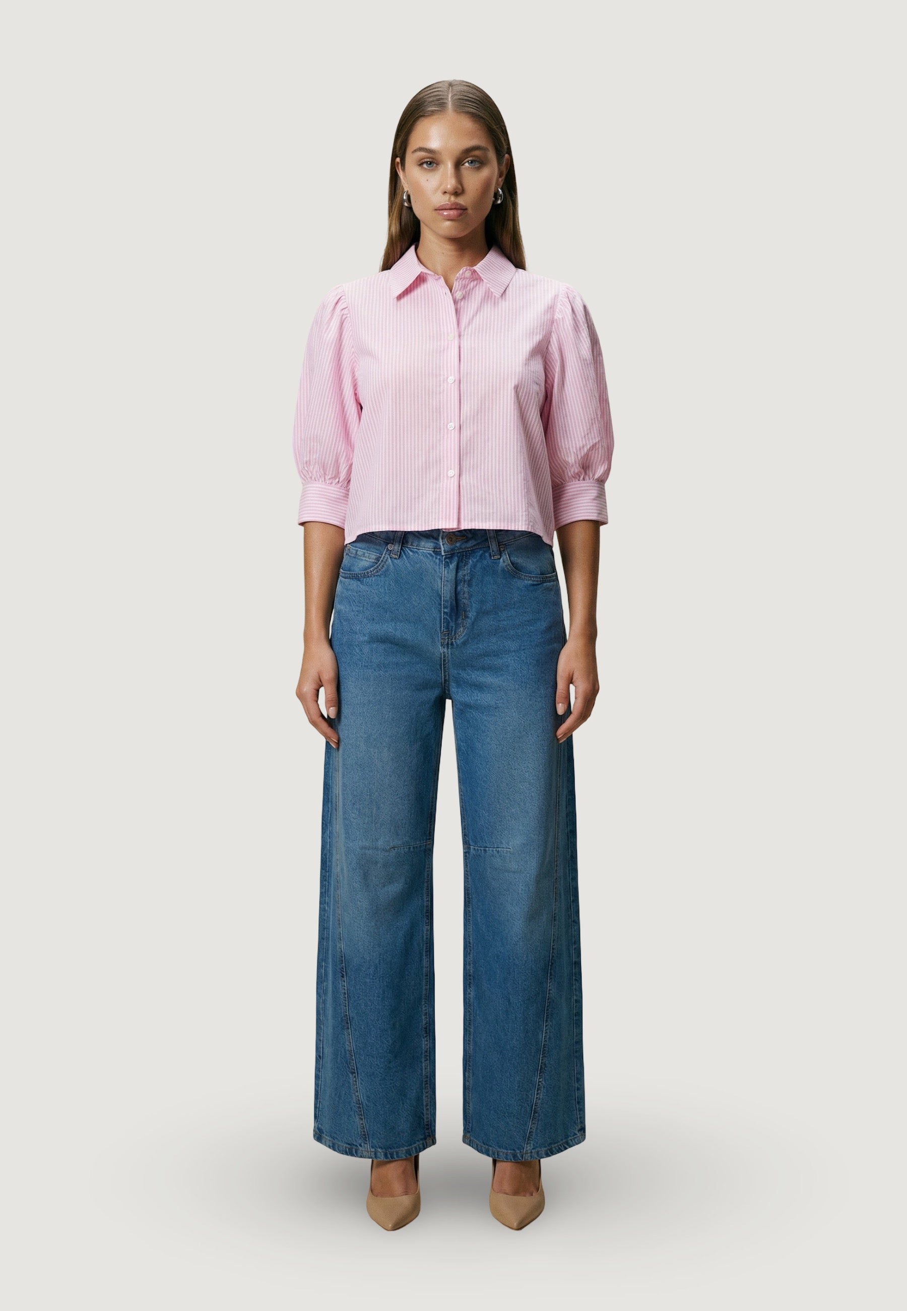 Camicia Cotone Maniche Balloon