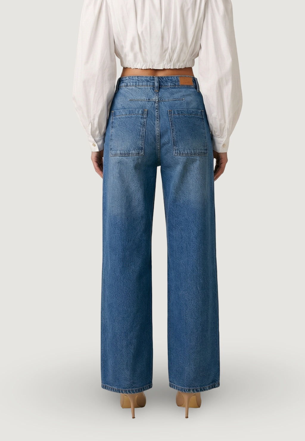 Jeans Cotone A Gamba Larga