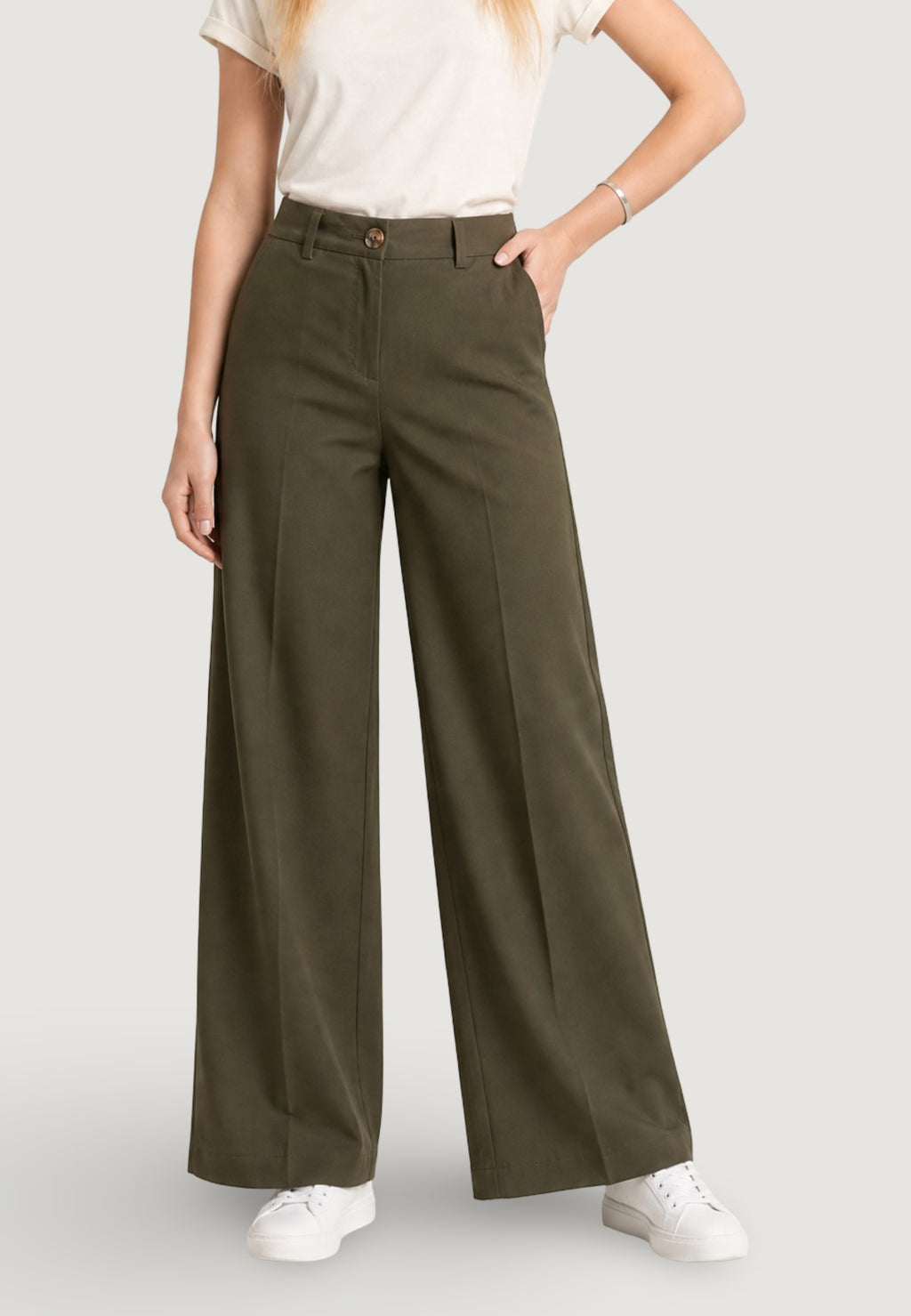 Pantaloni Cotone Vita Alta