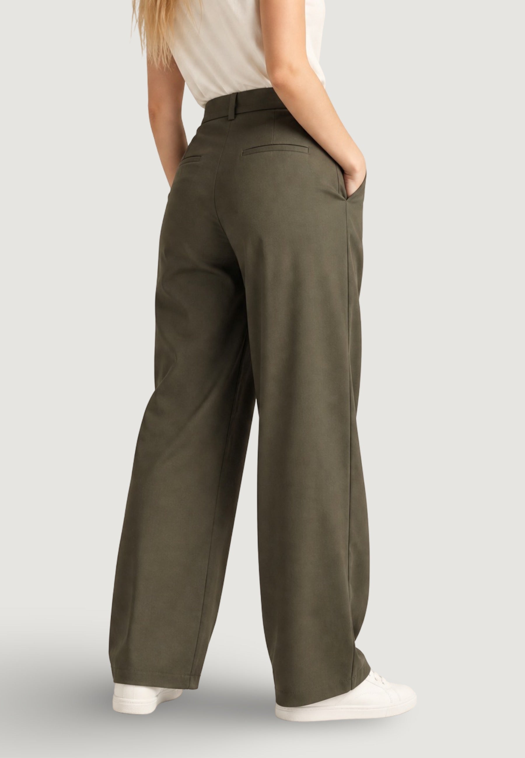 Pantaloni Cotone Vita Alta