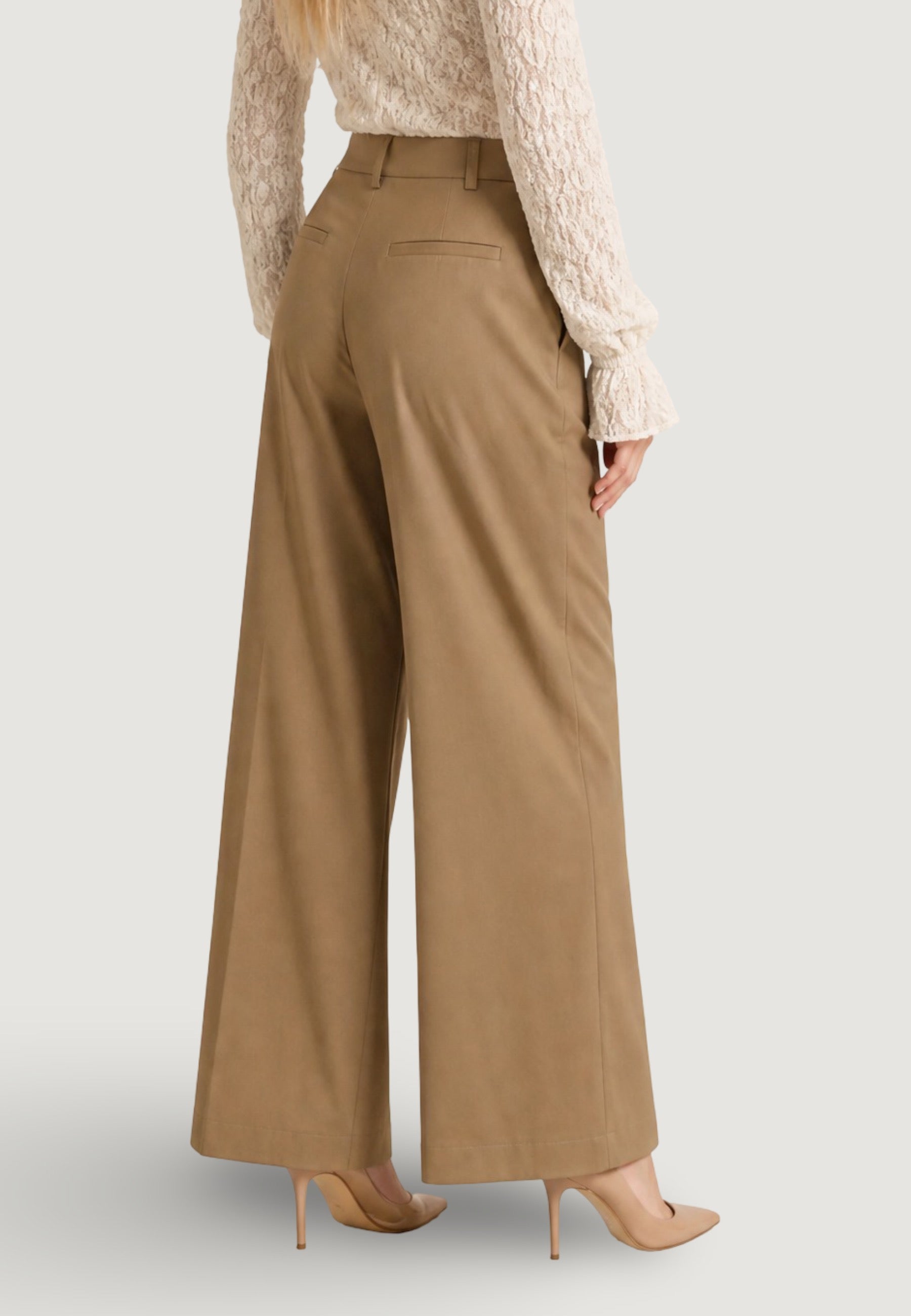 Pantaloni Cotone Vita Alta