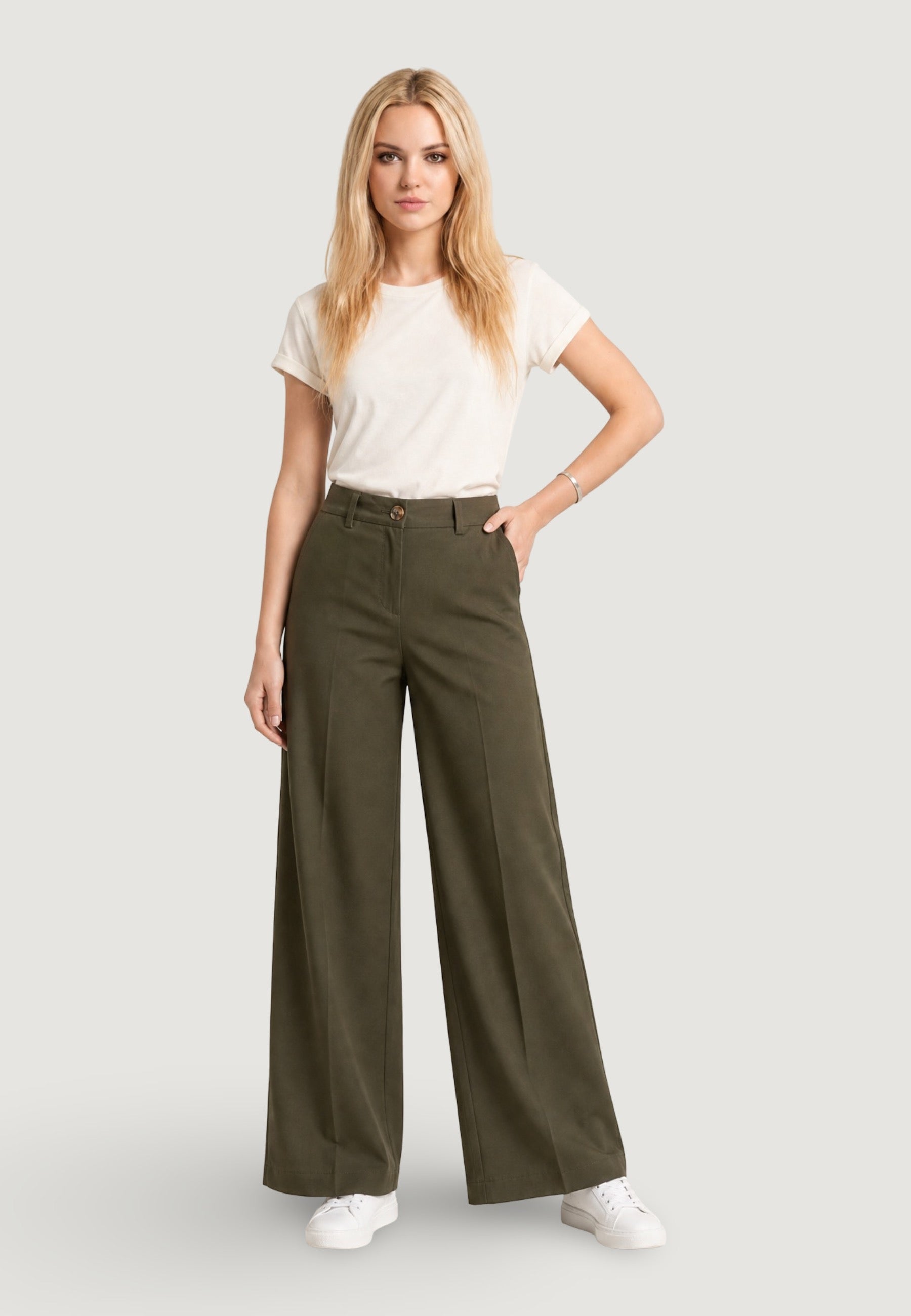 Pantaloni Cotone Vita Alta