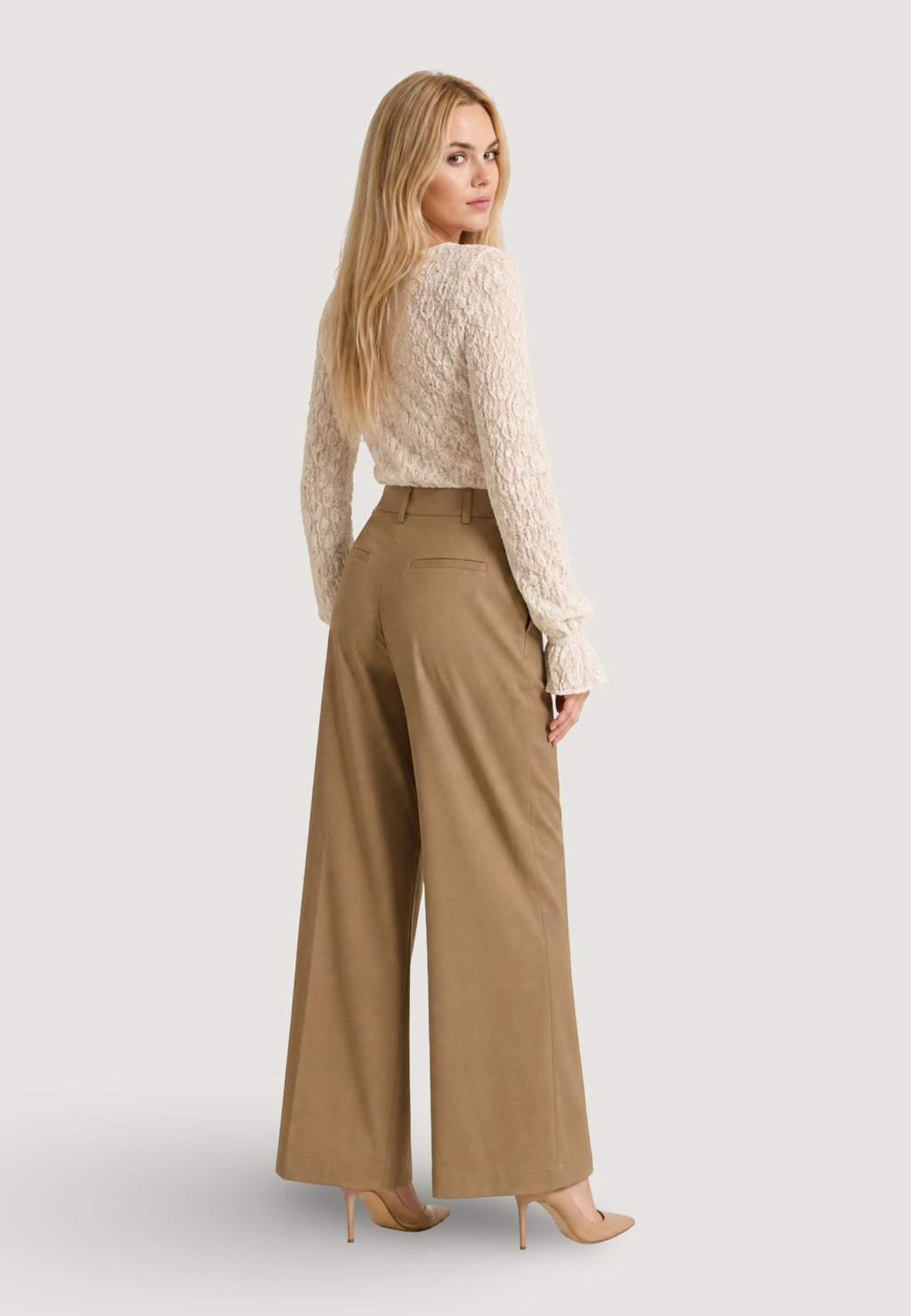 Pantaloni Cotone Vita Alta