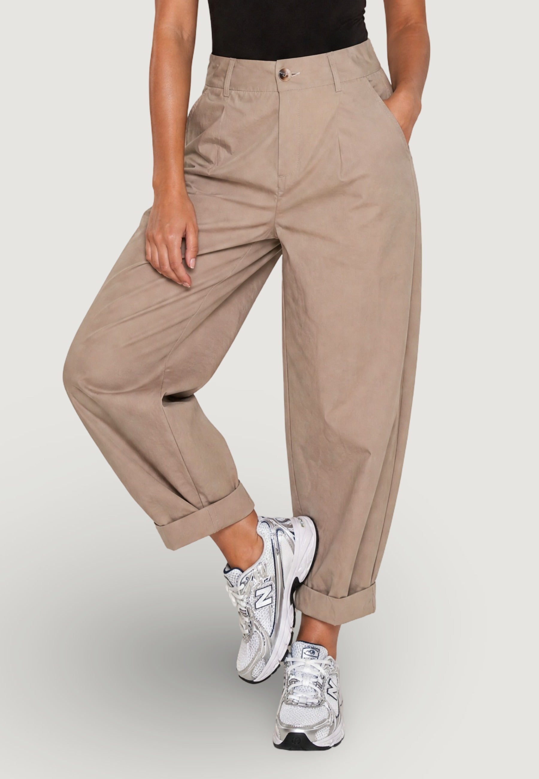 Pantaloni Cotone Risvolto