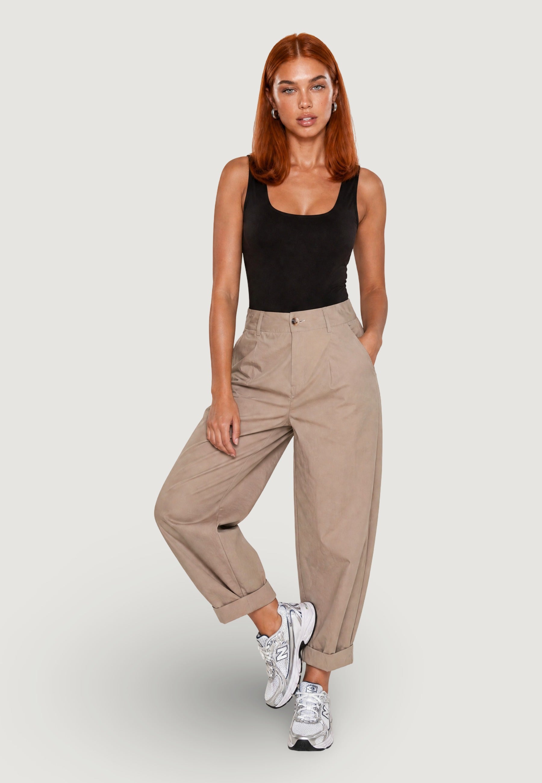 Pantaloni Cotone Risvolto