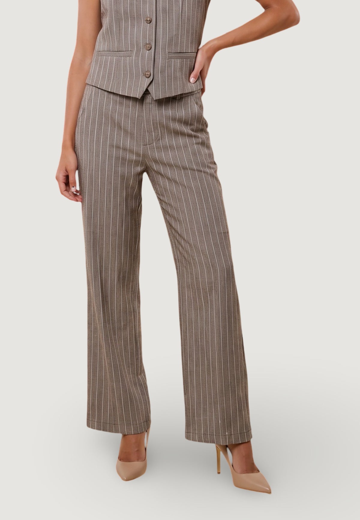 Pantaloni Poliestere Gessati