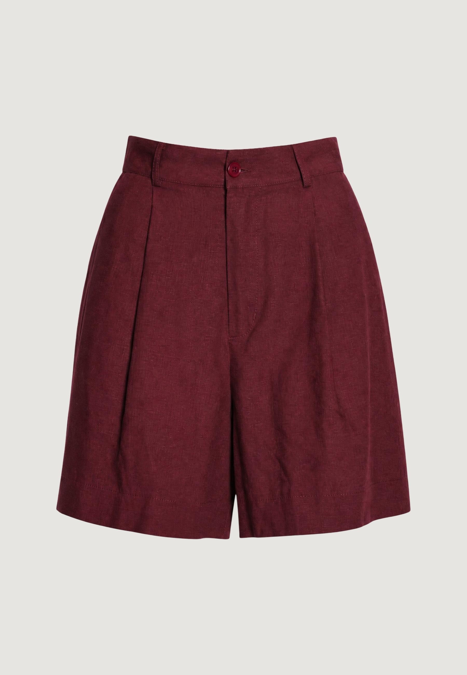 Shorts Viscosa Lino Pieghe