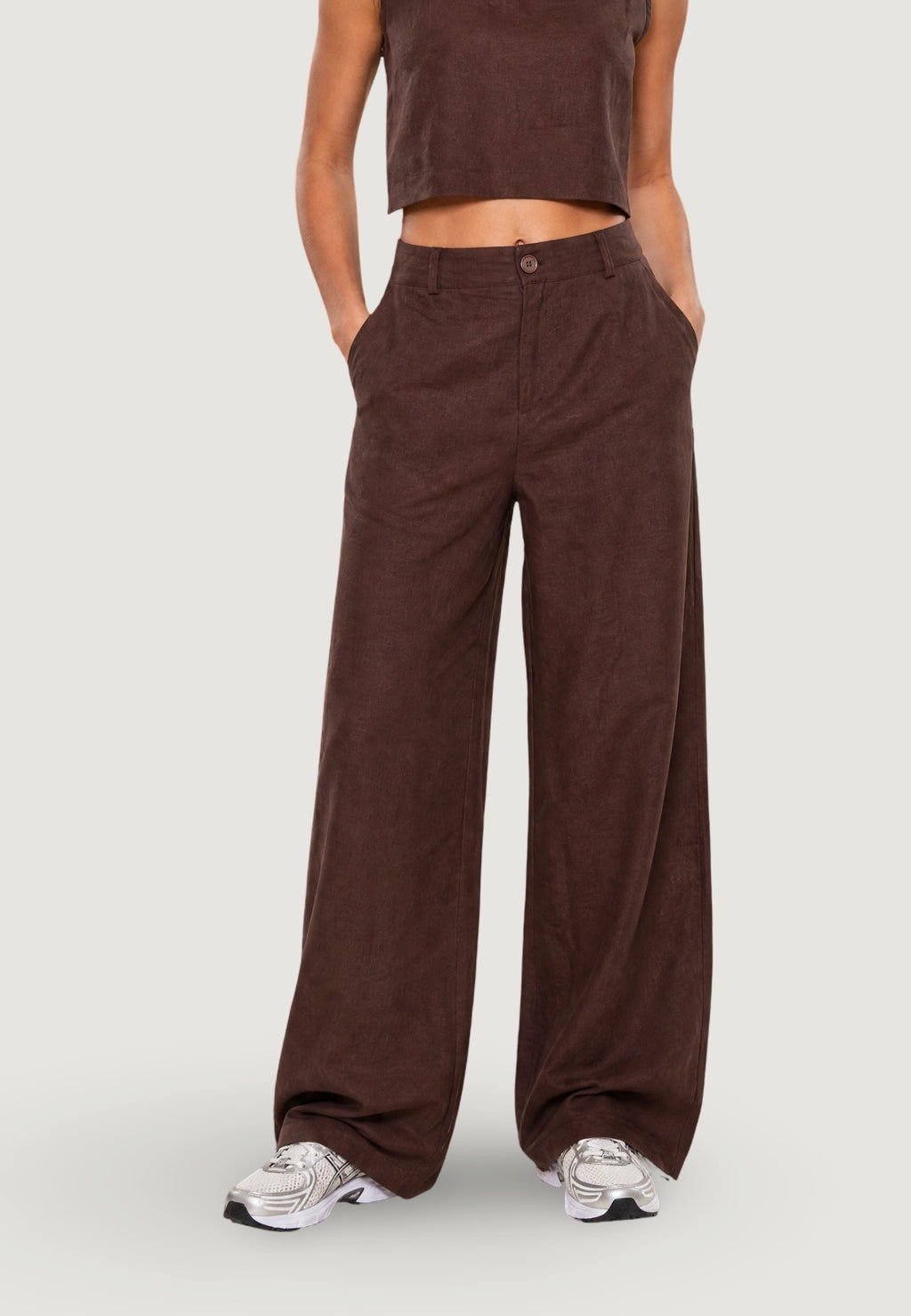Pantaloni Lino Gamba Ampia