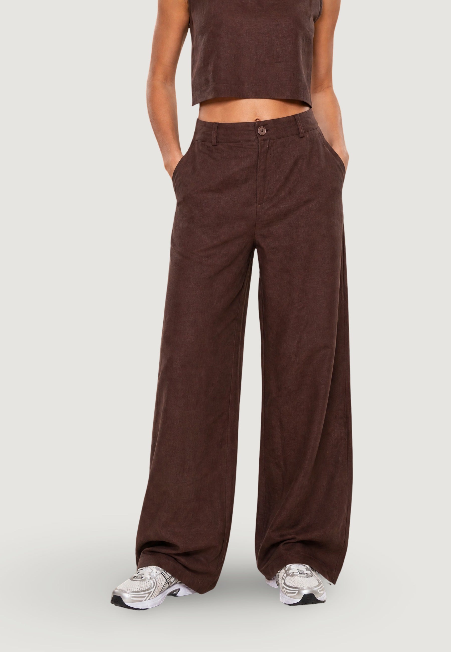 Pantaloni Lino Gamba Ampia