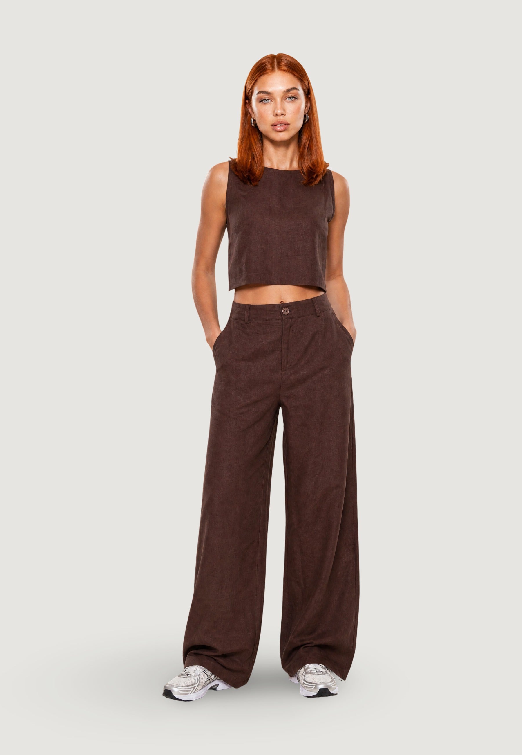 Pantaloni Lino Gamba Ampia