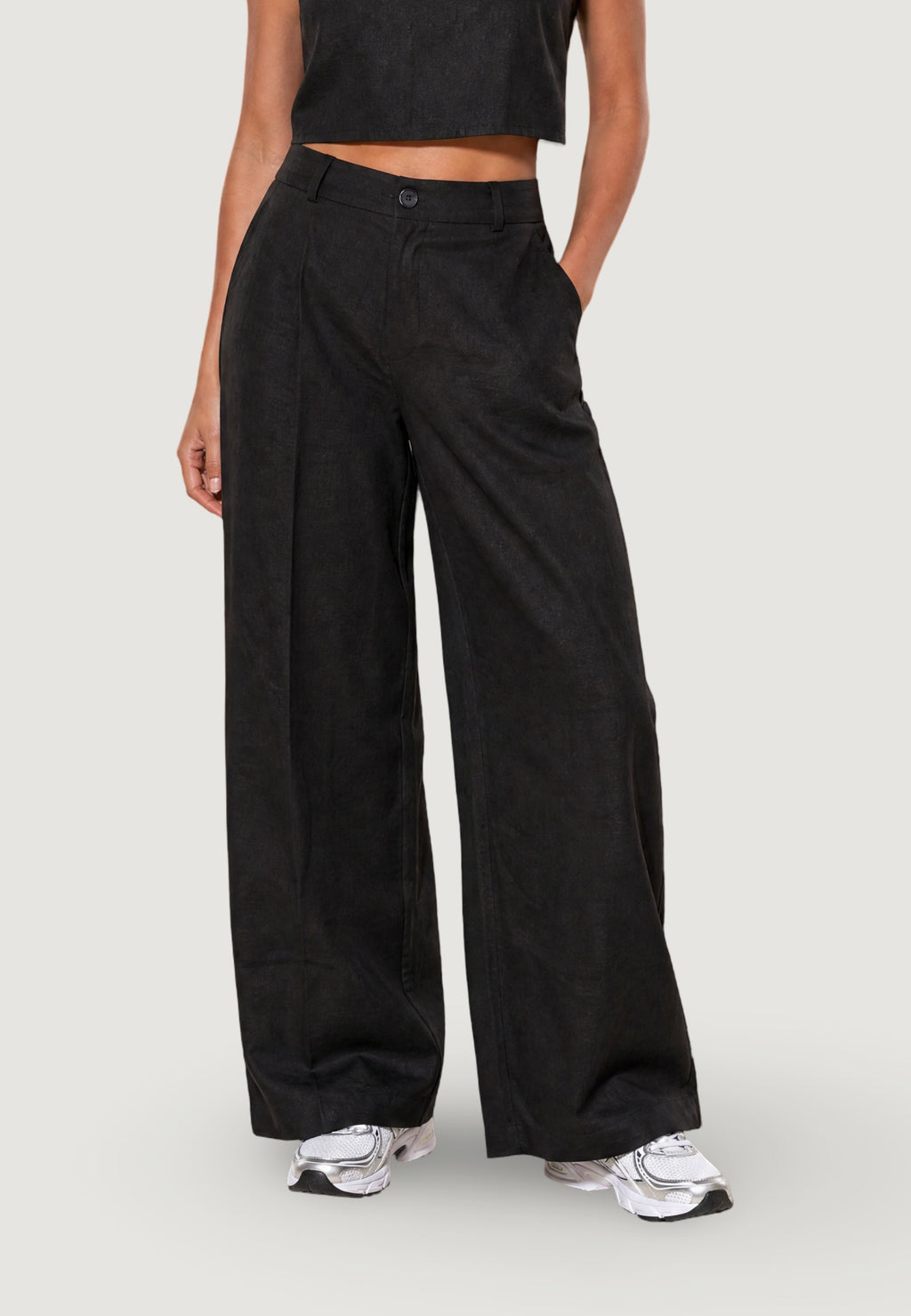 Pantaloni Lino Gamba Ampia