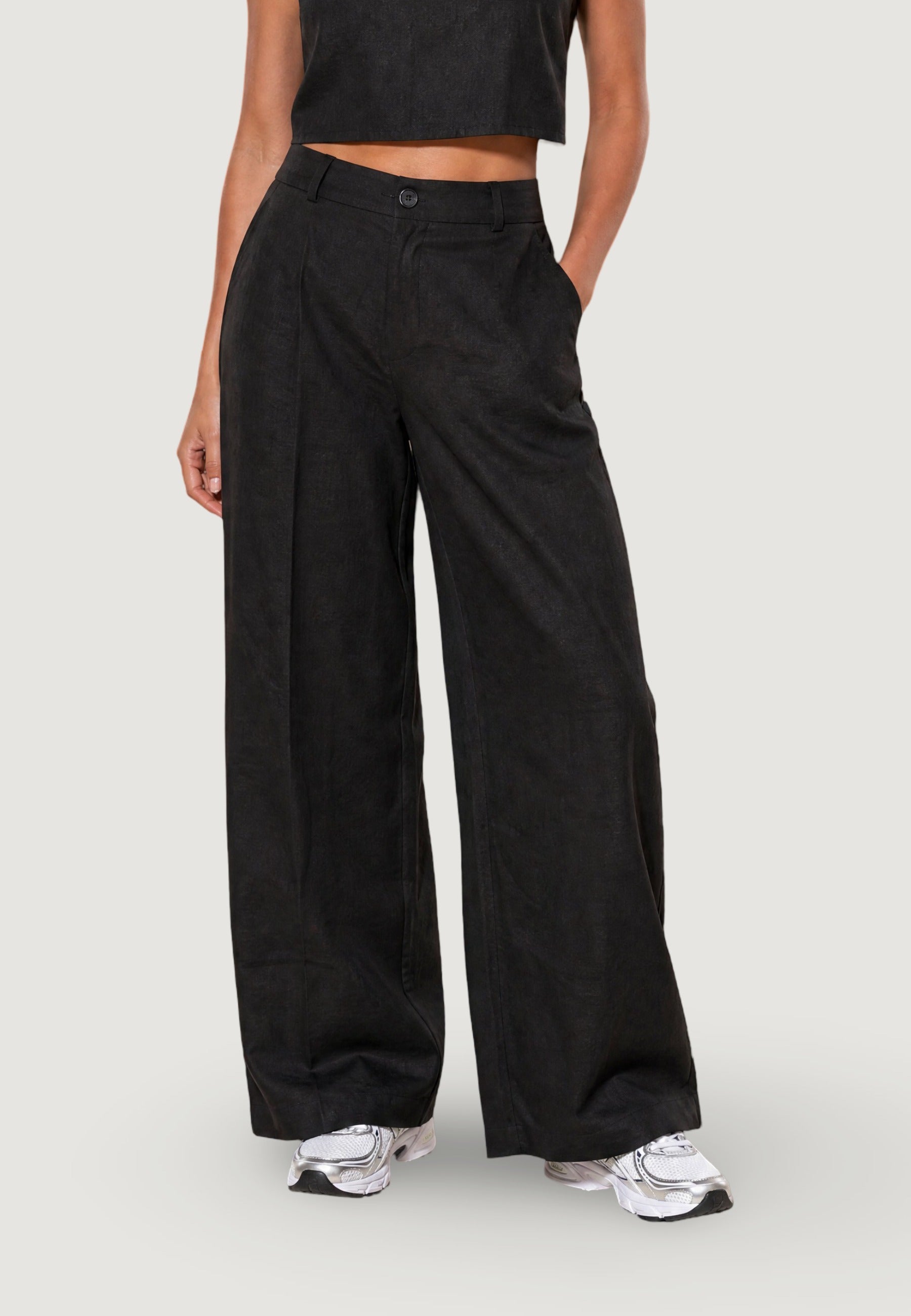 Pantaloni Lino Gamba Ampia