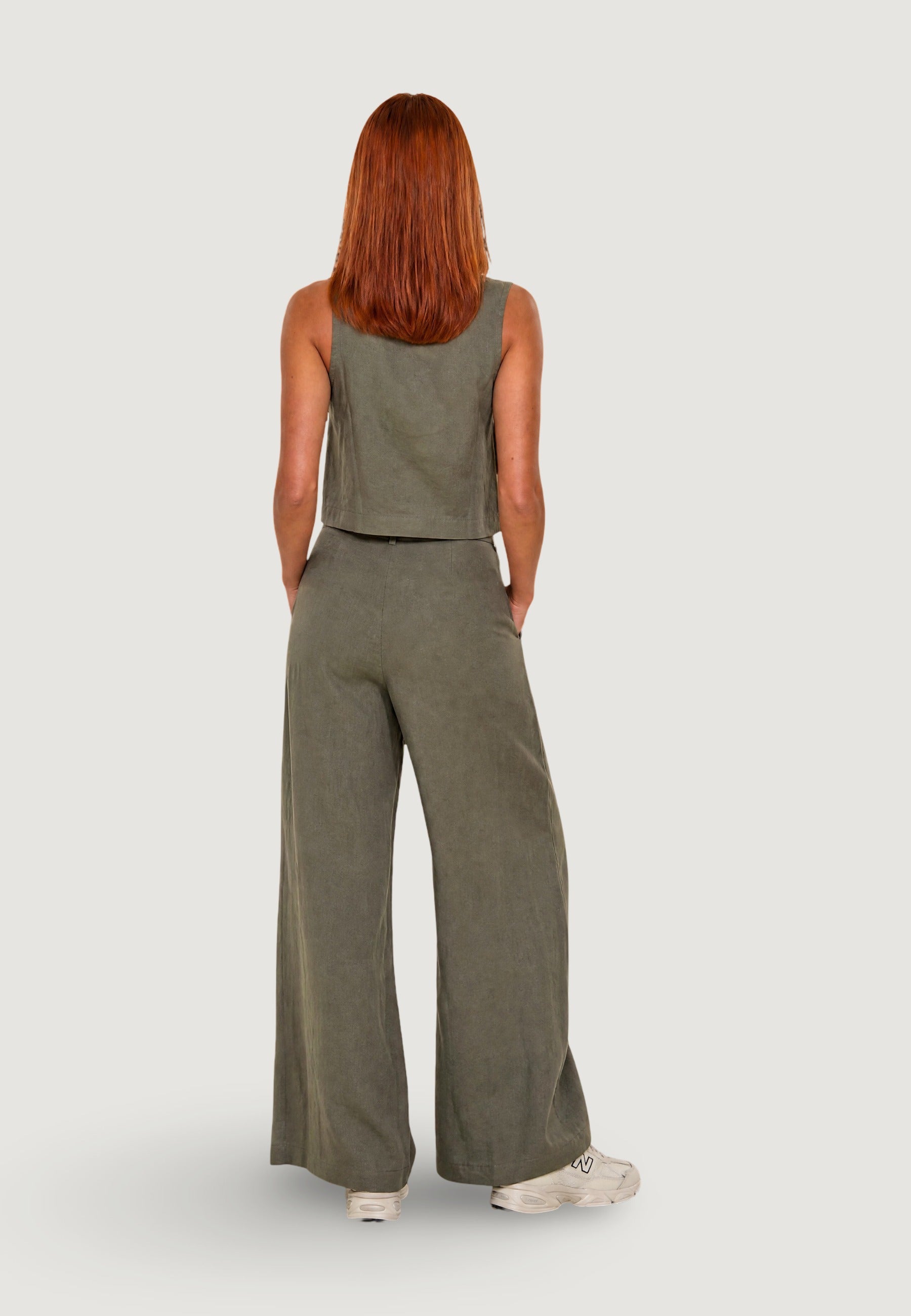 Pantaloni Lino Gamba Ampia