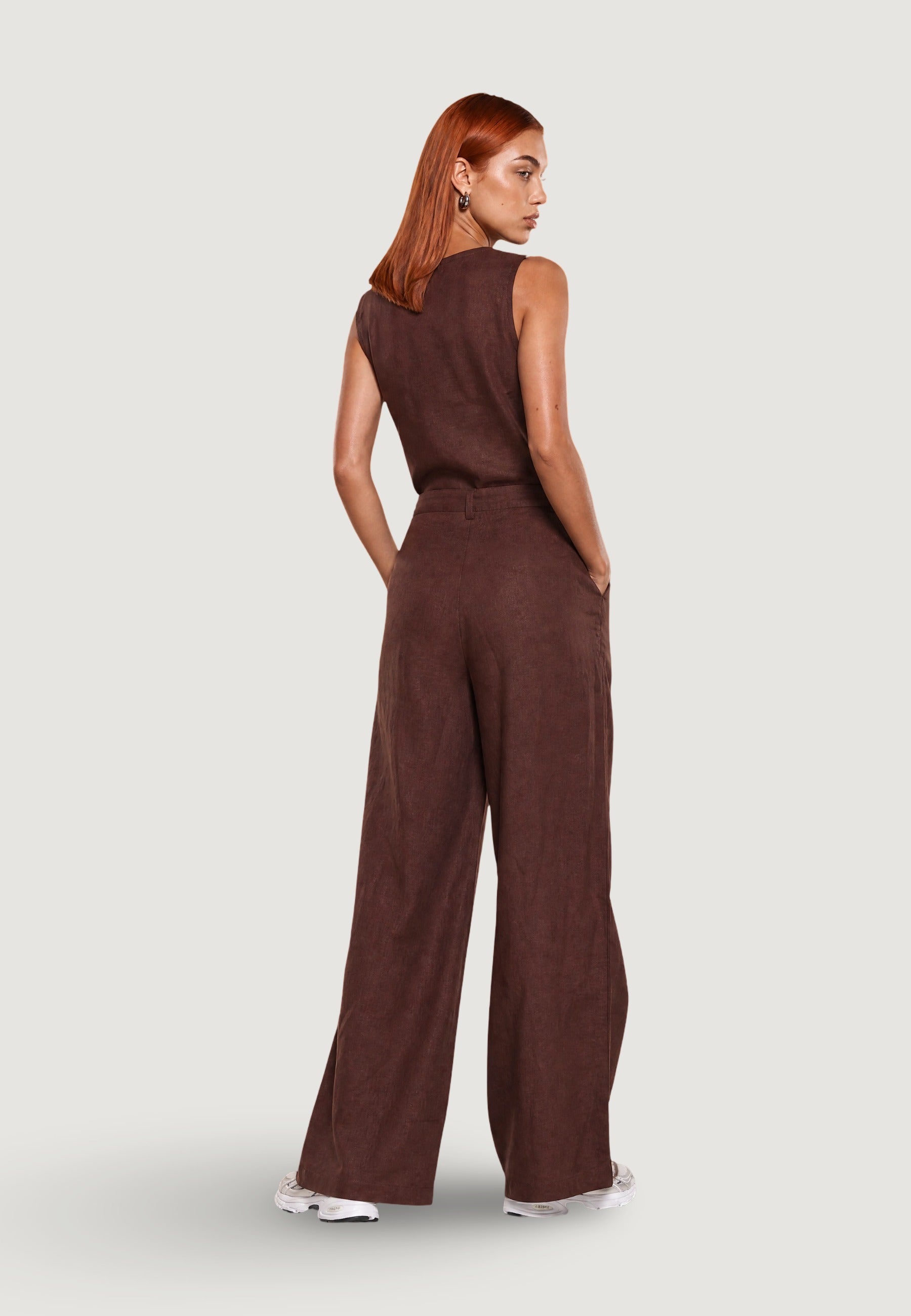 Pantaloni Lino Gamba Ampia