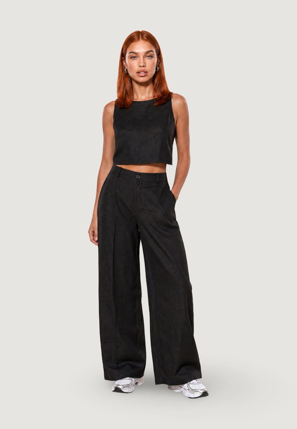 Pantaloni Lino Gamba Ampia