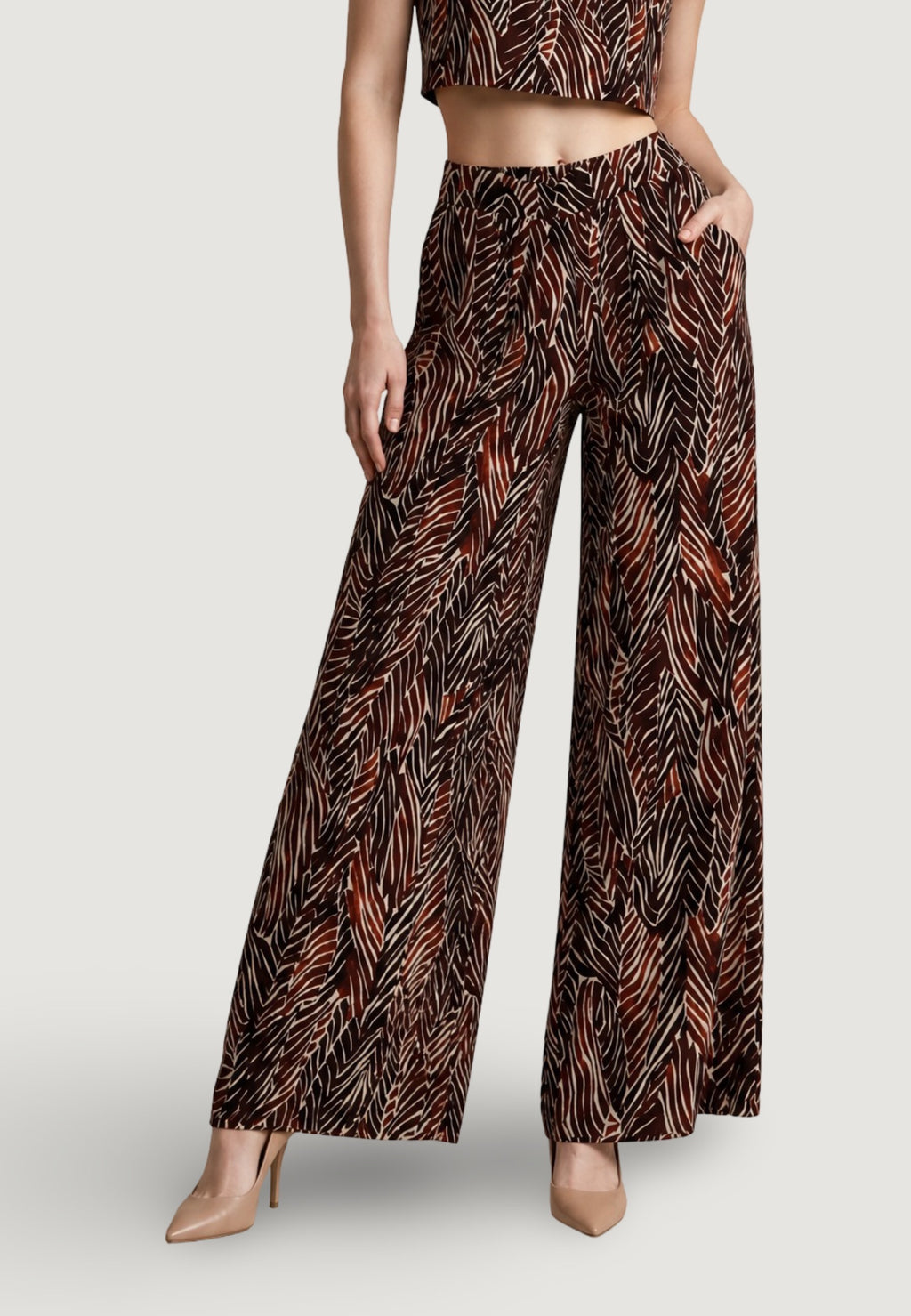 Pantaloni Viscosa Stampa floreale Geometrica