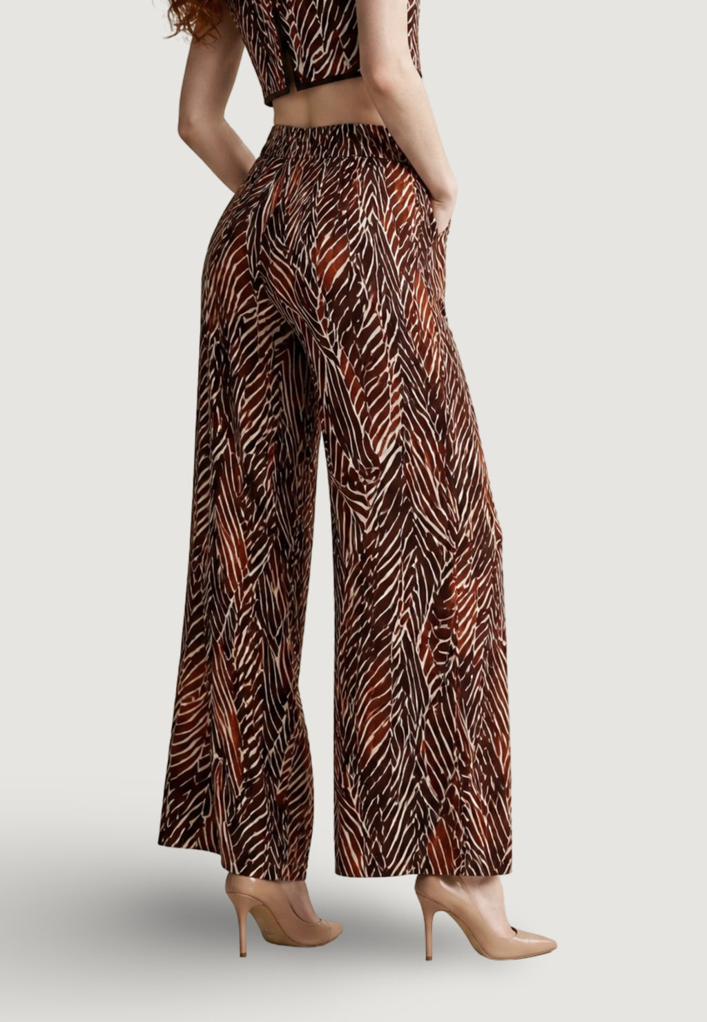 Pantaloni Viscosa Stampa floreale Geometrica