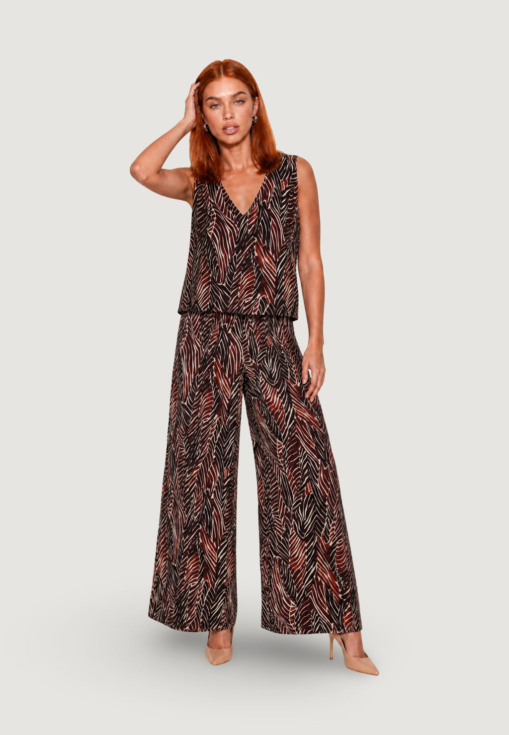 Pantaloni Viscosa Stampa floreale Geometrica