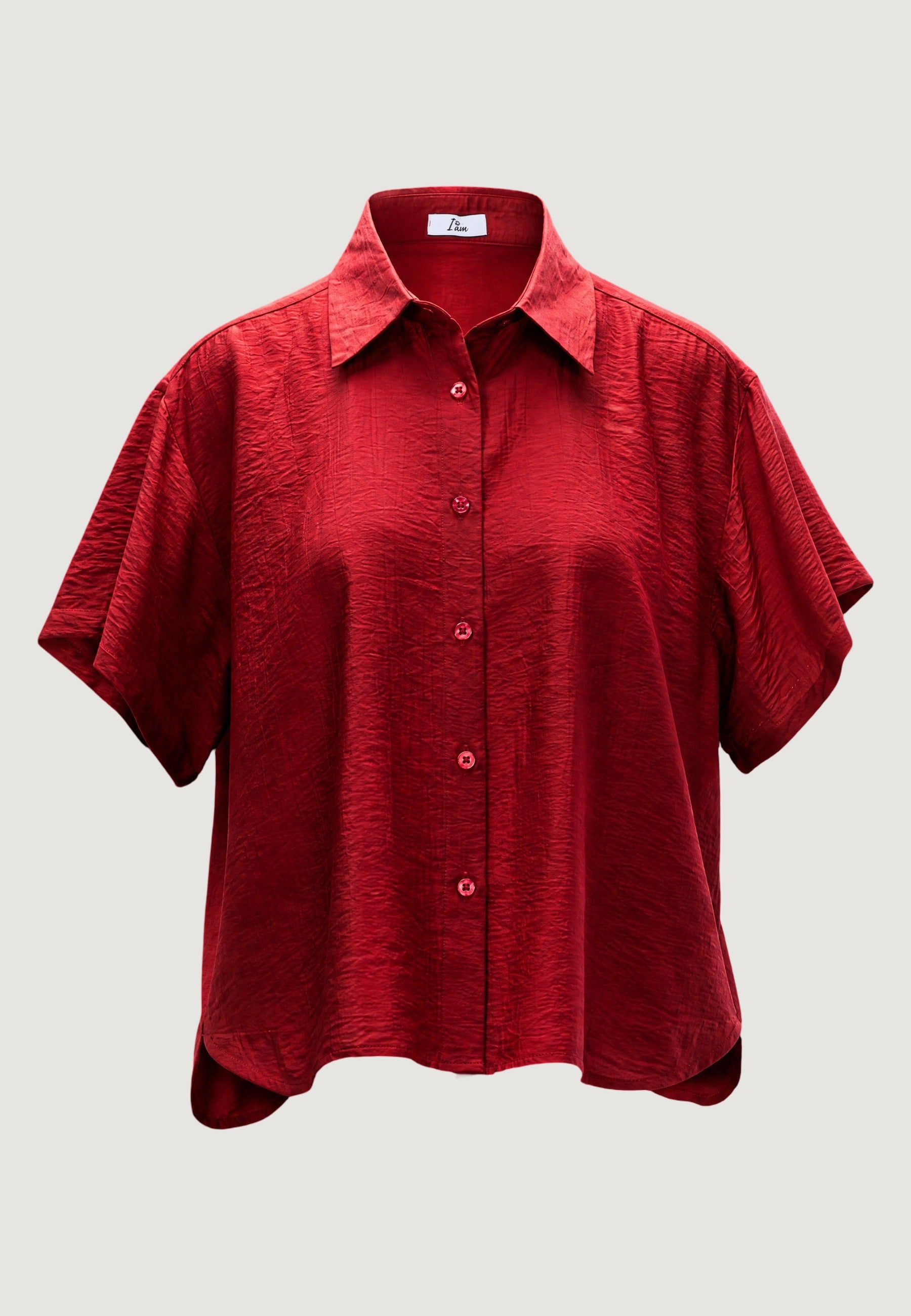 CAMICIA CRINKLE CON MANICA CORTA E FONDO STONDATO