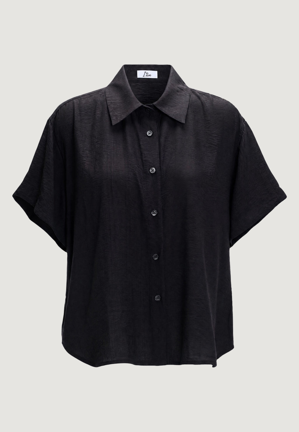 CAMICIA CRINKLE CON MANICA CORTA E FONDO STONDATO