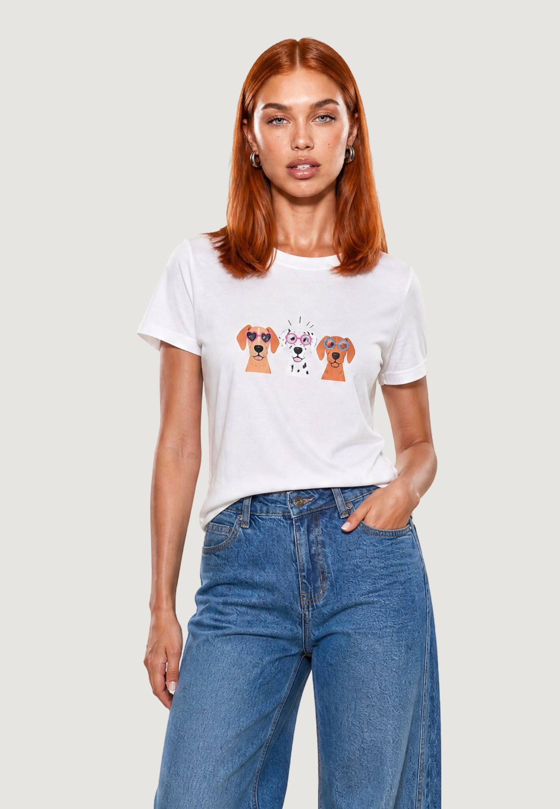 T-SHIRT HEAVY COTTON STAMPA CAGNOLINI
