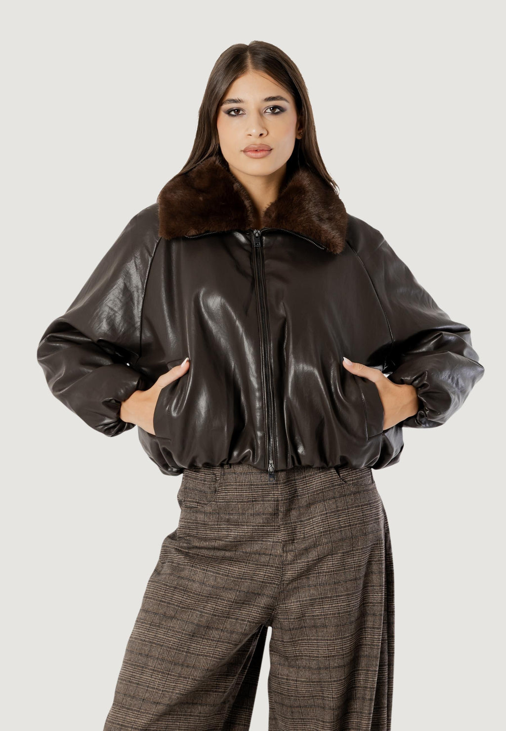 AMBRA FAUX LEATHER BOMBER
