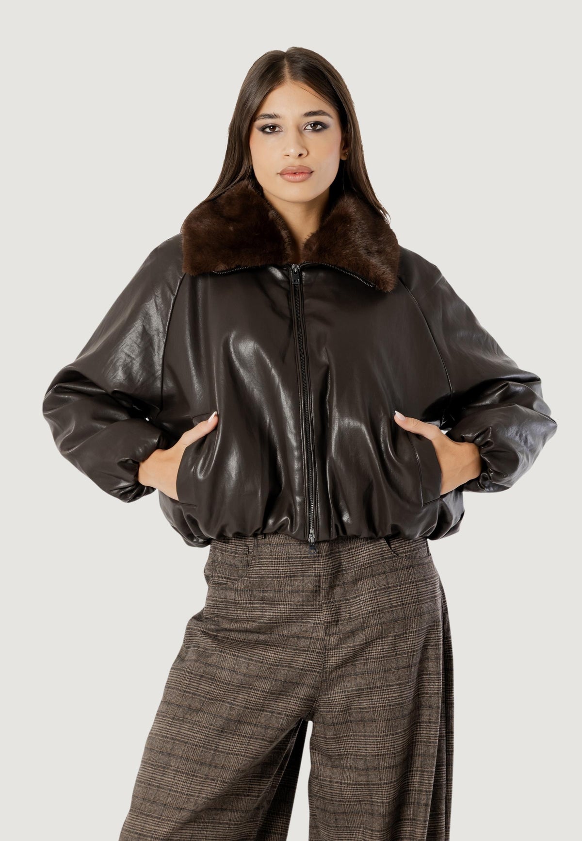 AMBRA FAUX LEATHER BOMBER