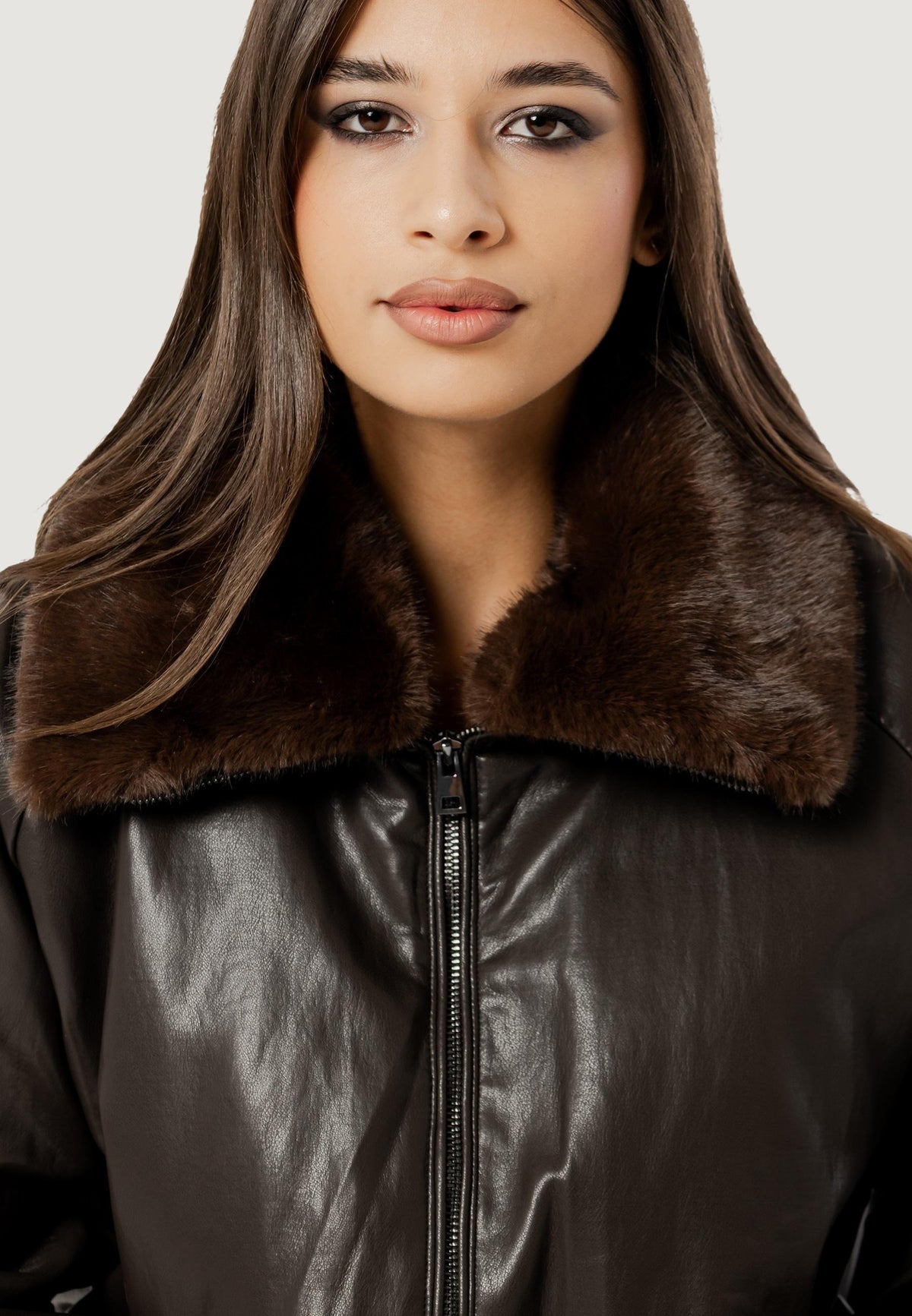AMBRA FAUX LEATHER BOMBER