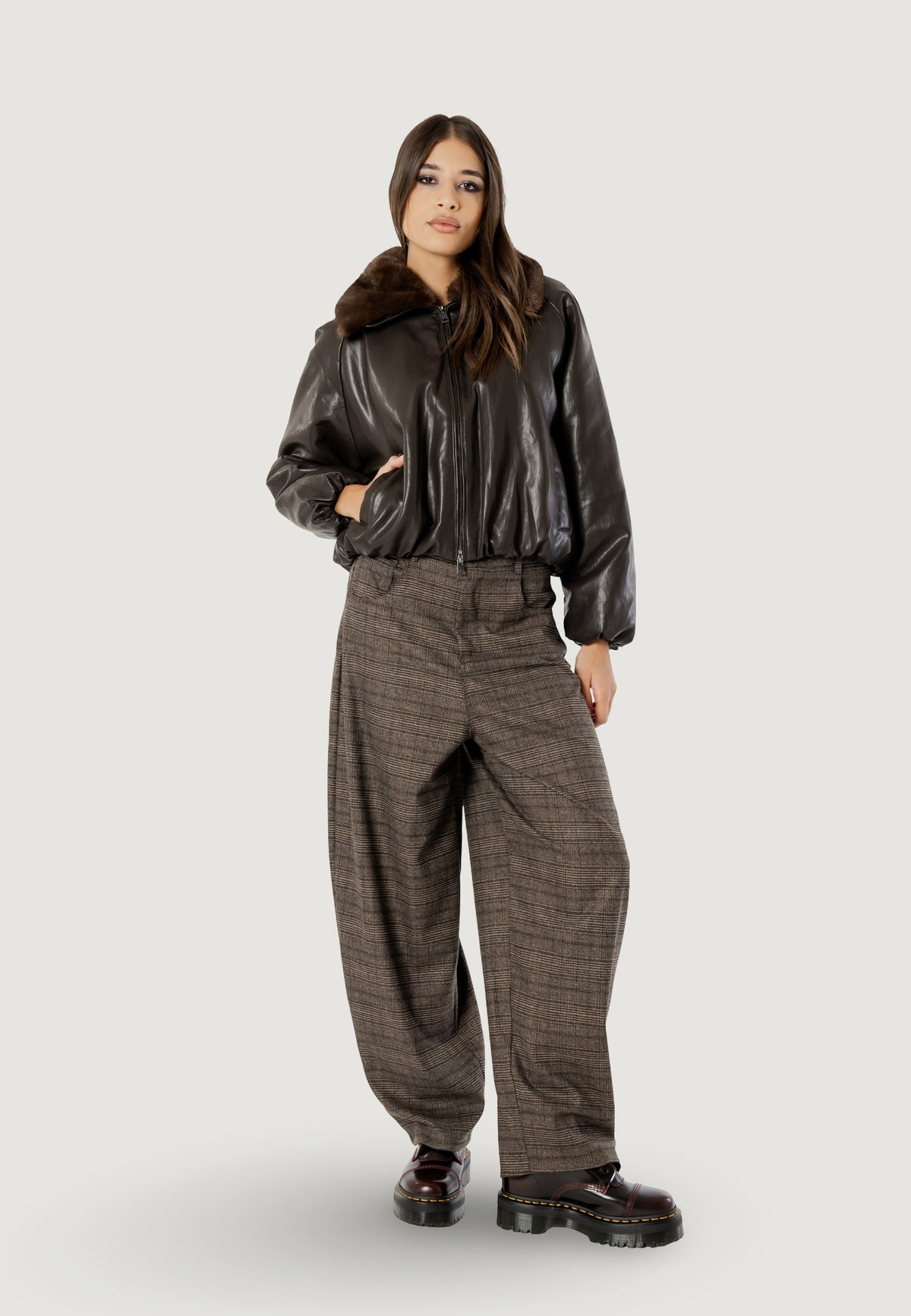 AMBRA FAUX LEATHER BOMBER
