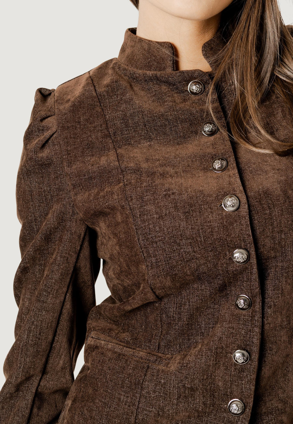 SARA FAUX SUEDE NAPOLEON JACKET