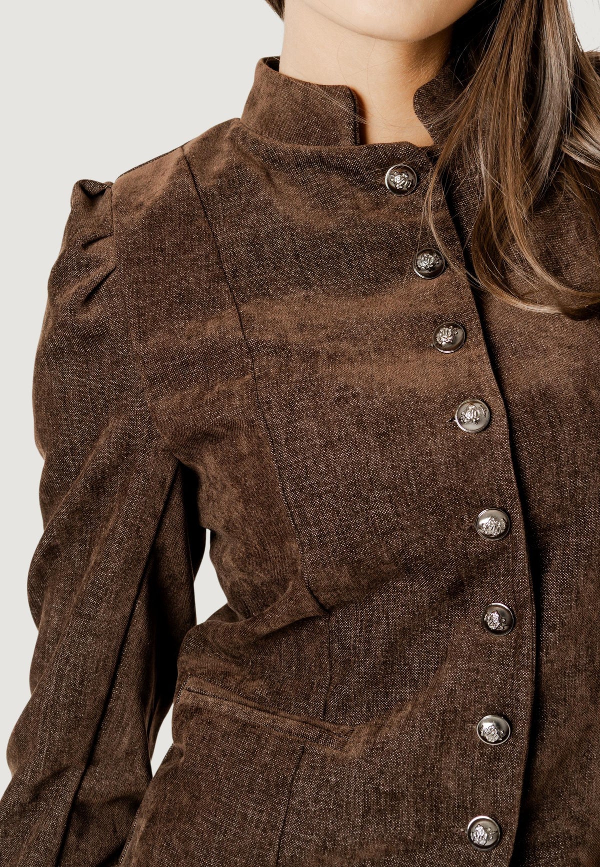 SARA FAUX SUEDE NAPOLEON JACKET
