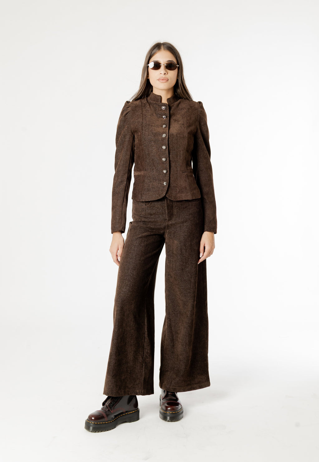 SARA FAUX SUEDE NAPOLEON JACKET