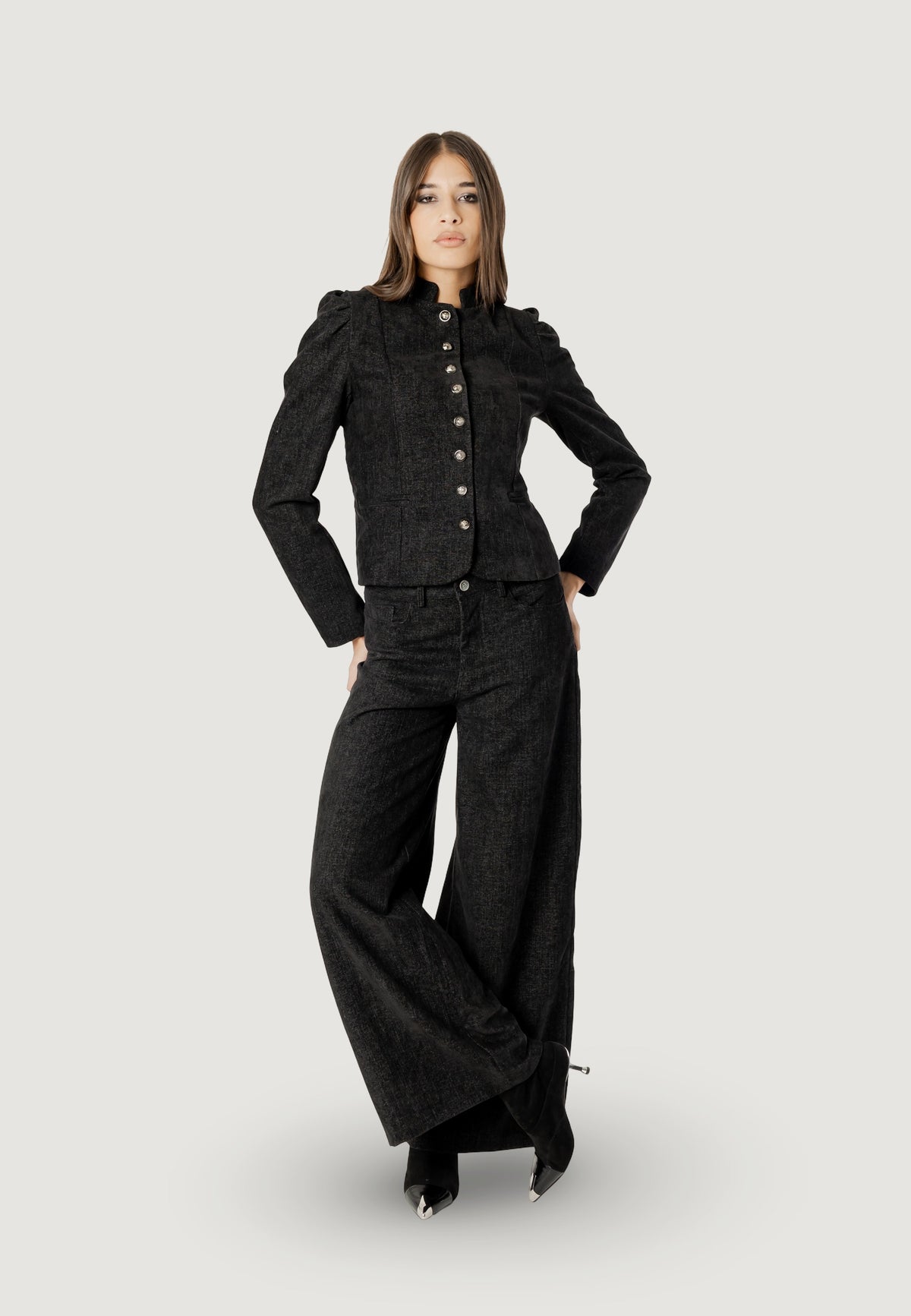 SARA FAUX SUEDE NAPOLEON JACKET
