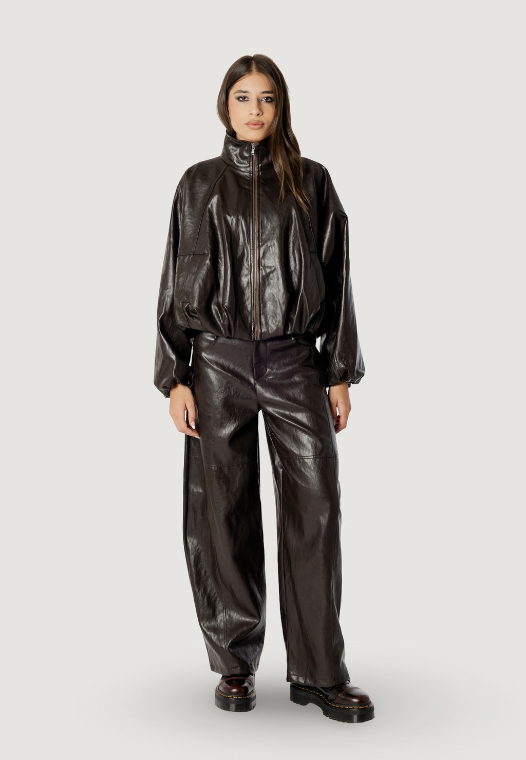 PAMELA FAUX LEATHER BOMBER