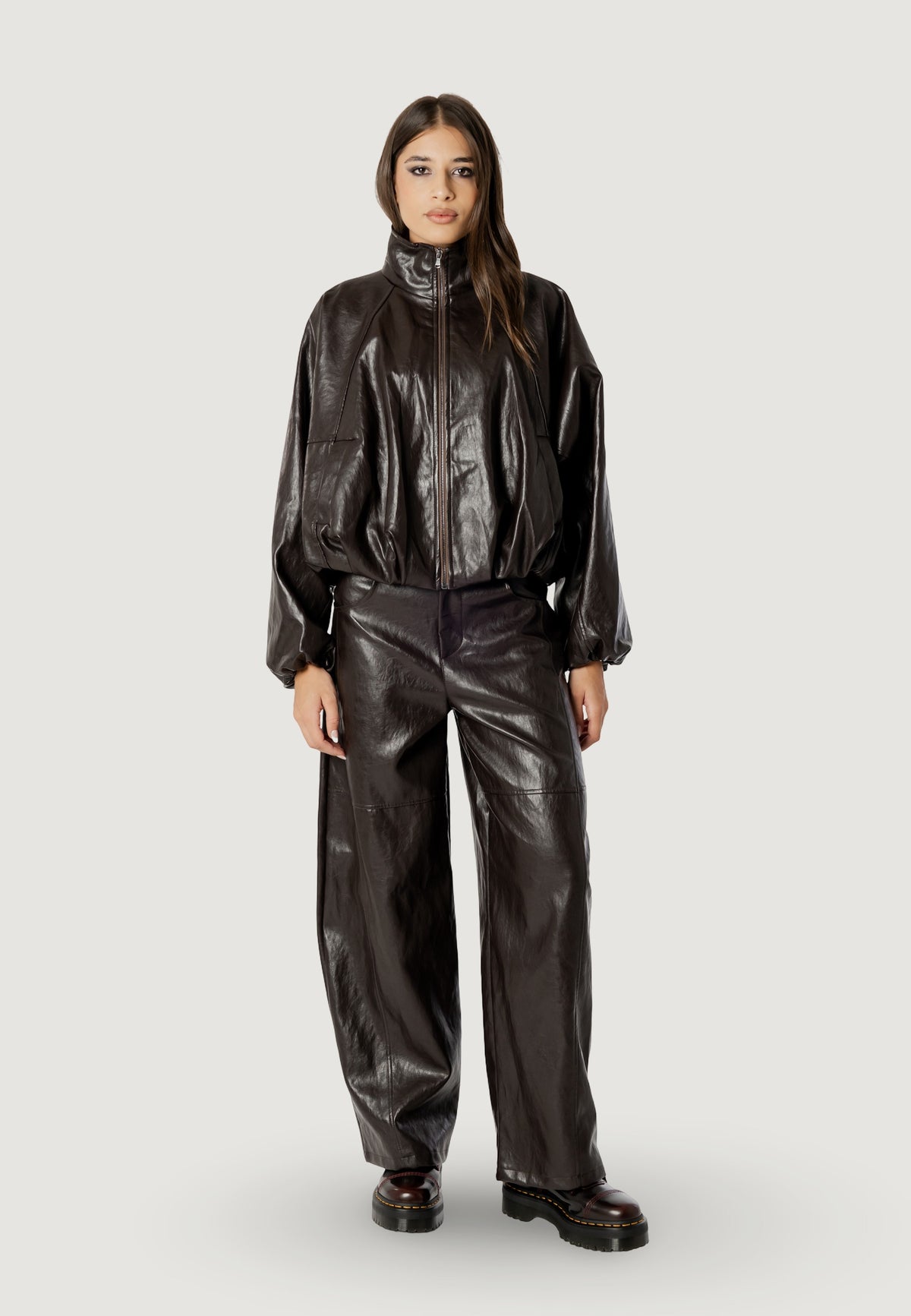 PAMELA FAUX LEATHER BOMBER