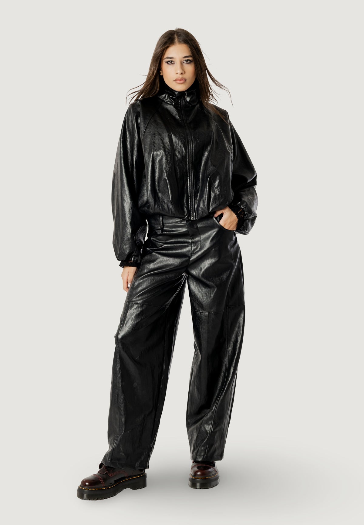 PAMELA FAUX LEATHER BOMBER