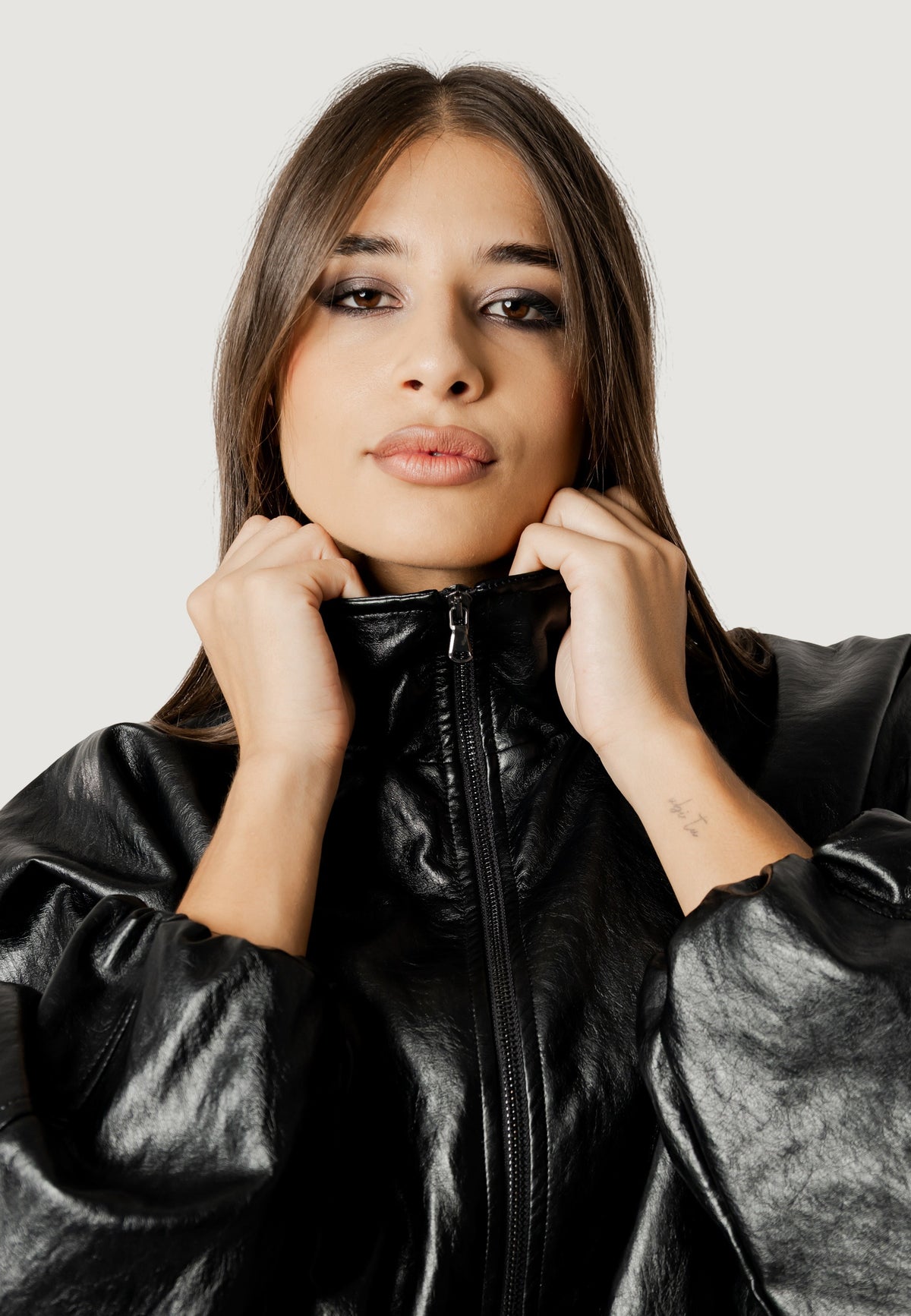 PAMELA FAUX LEATHER BOMBER