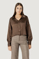 elisa lace cuff viscose satin shirt