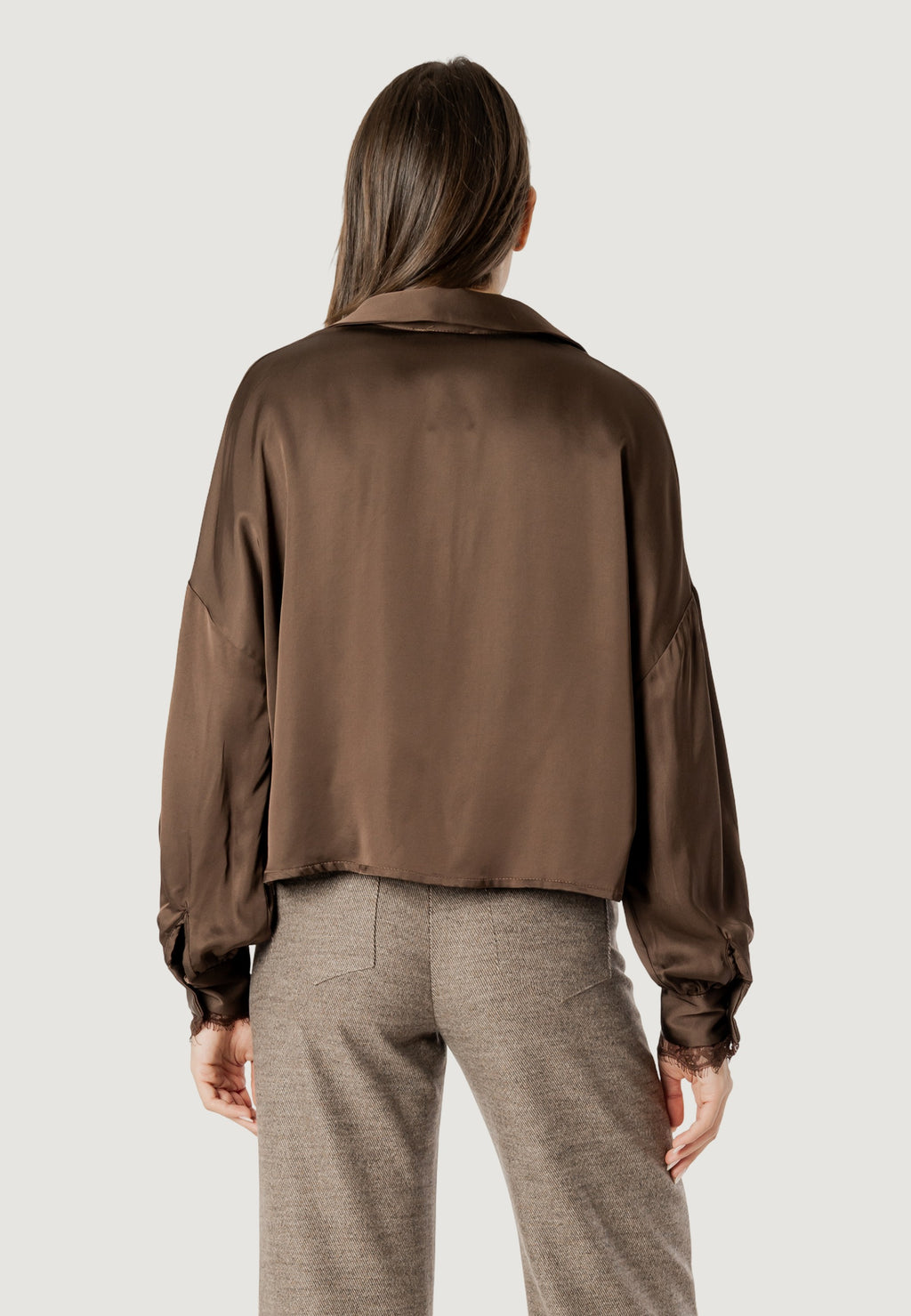elisa lace cuff viscose satin shirt