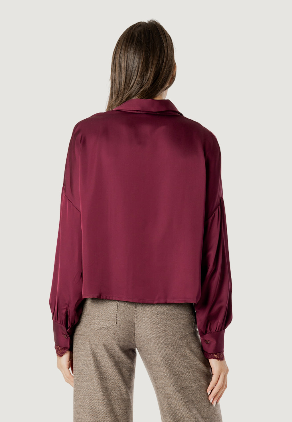 elisa lace cuff viscose satin shirt