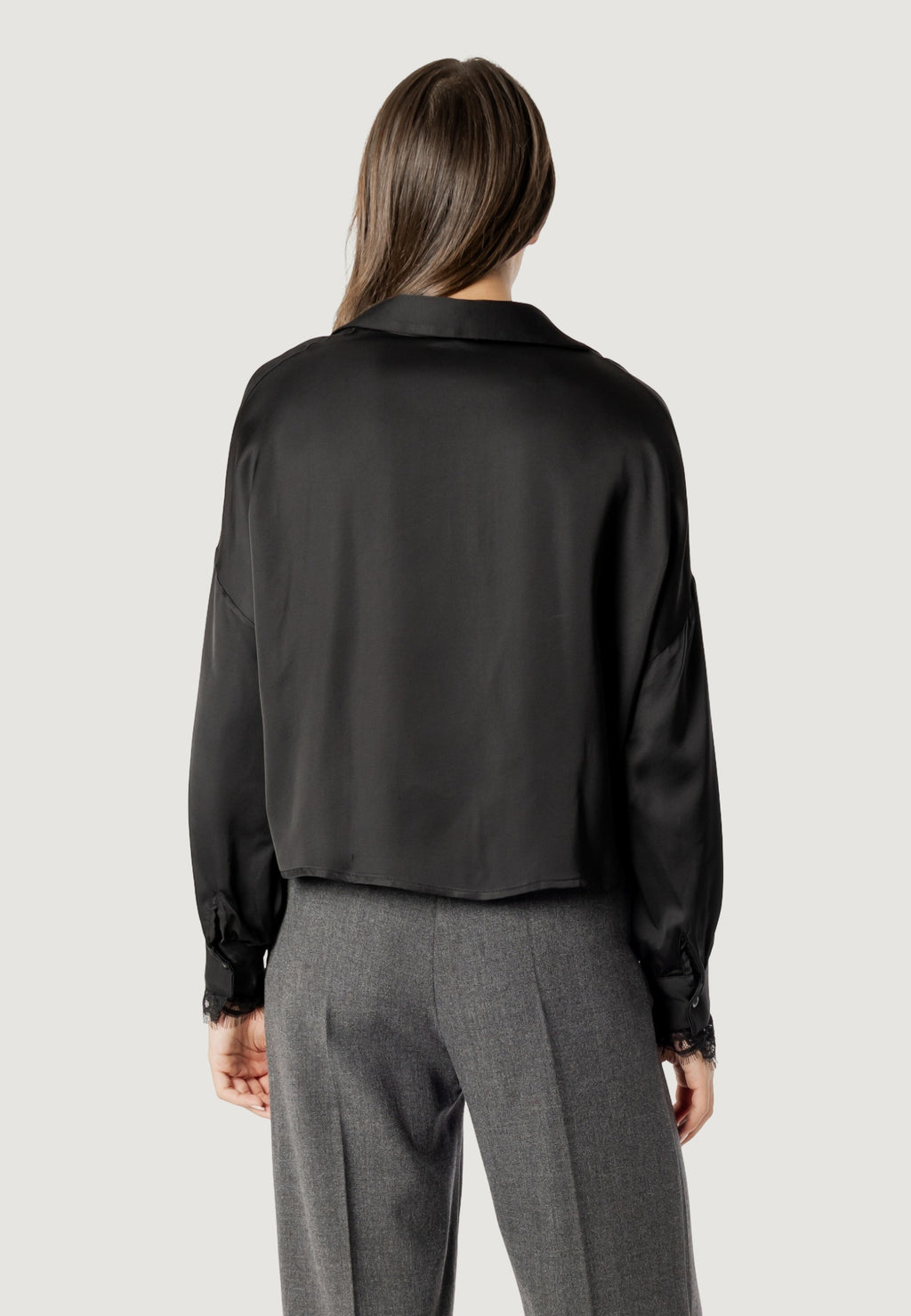 elisa lace cuff viscose satin shirt