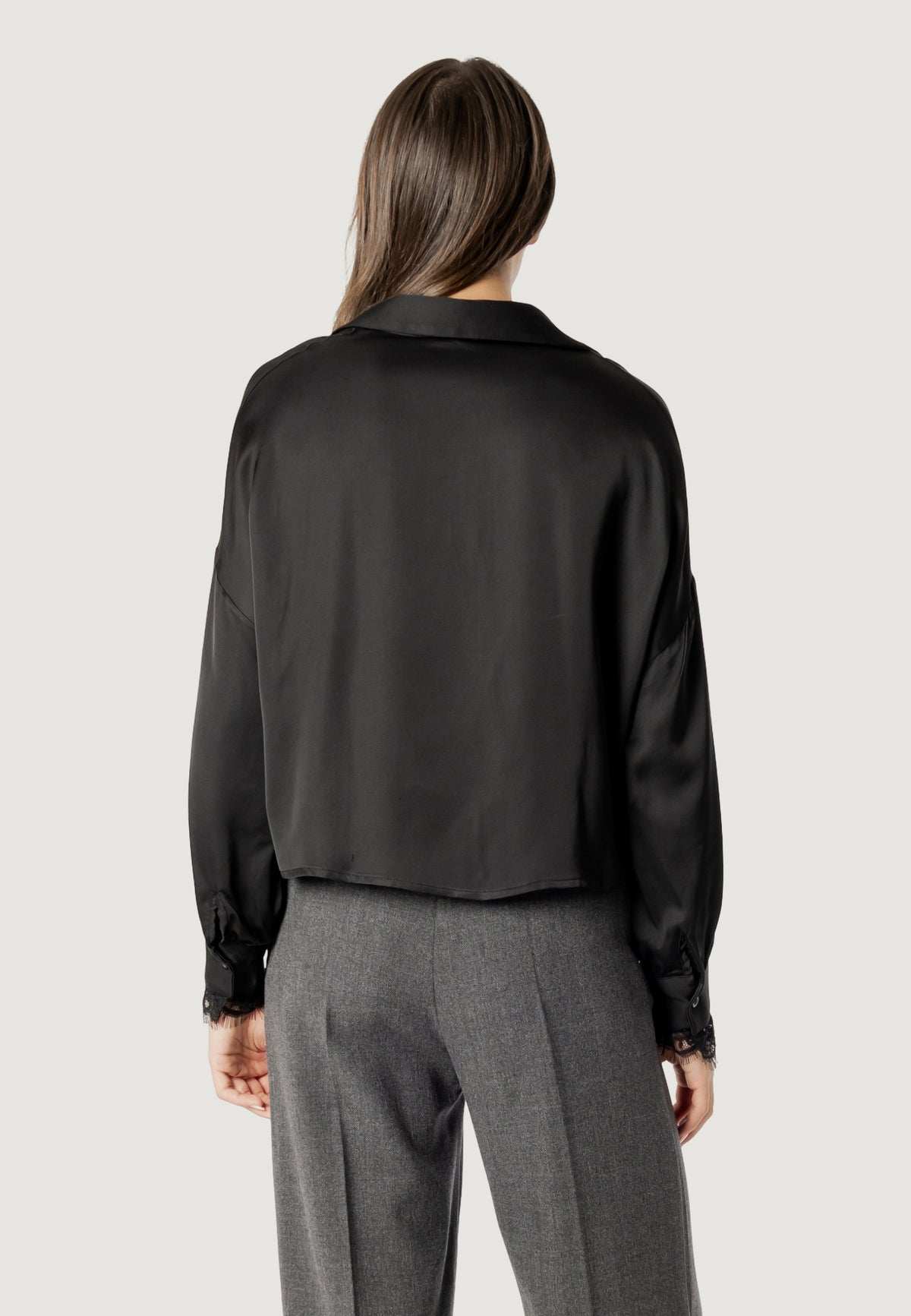 elisa lace cuff viscose satin shirt